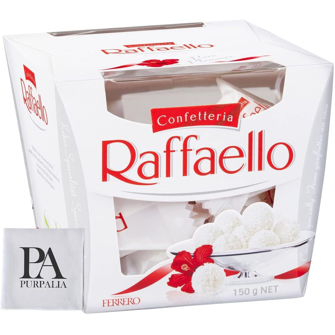 Ferrero Rocher Raffaello, Bulk 1 Pack, 15 Count Total, Individually Wrapped, Premium Gourmet White Almond, Cream And Coconut, Gift Box, 5.3 Oz Each (Purpalia Packaging)