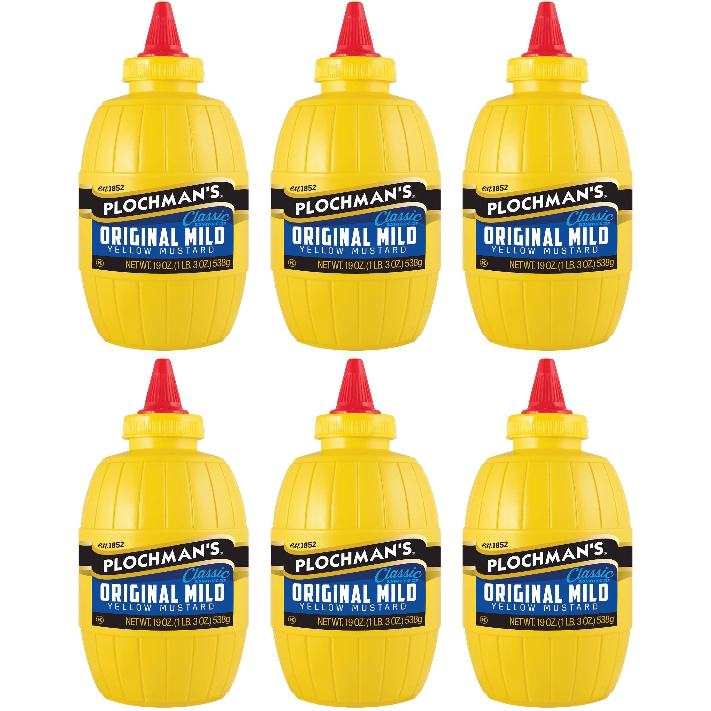 Plochman's Original Mild Classic Yellow Mustard, 19 Oz(Pack Of 6)