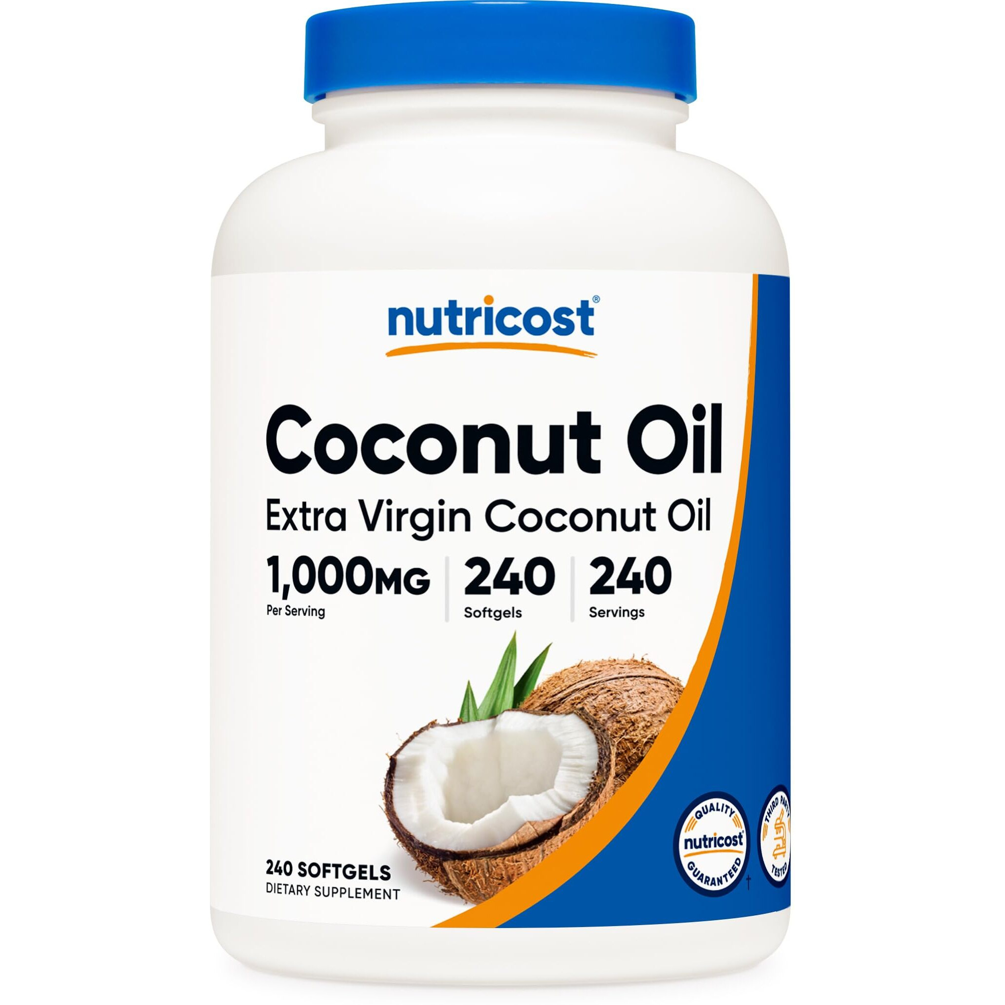 Nutricost Coconut Oil Softgels (1000Mg) 240 Softgels - Extra Virgin Coconut Oil - Gluten Free And Non-Gmo