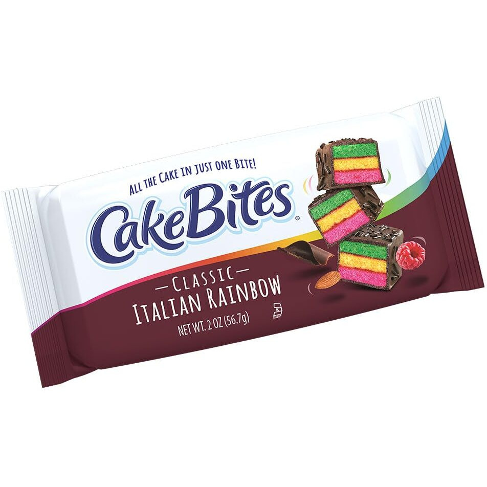 The Original Cakebites By Cookies United, Grab-And-Go Bite-Sized Snack, Italian Rainbow, 12 Pack Of 3 Cookies
