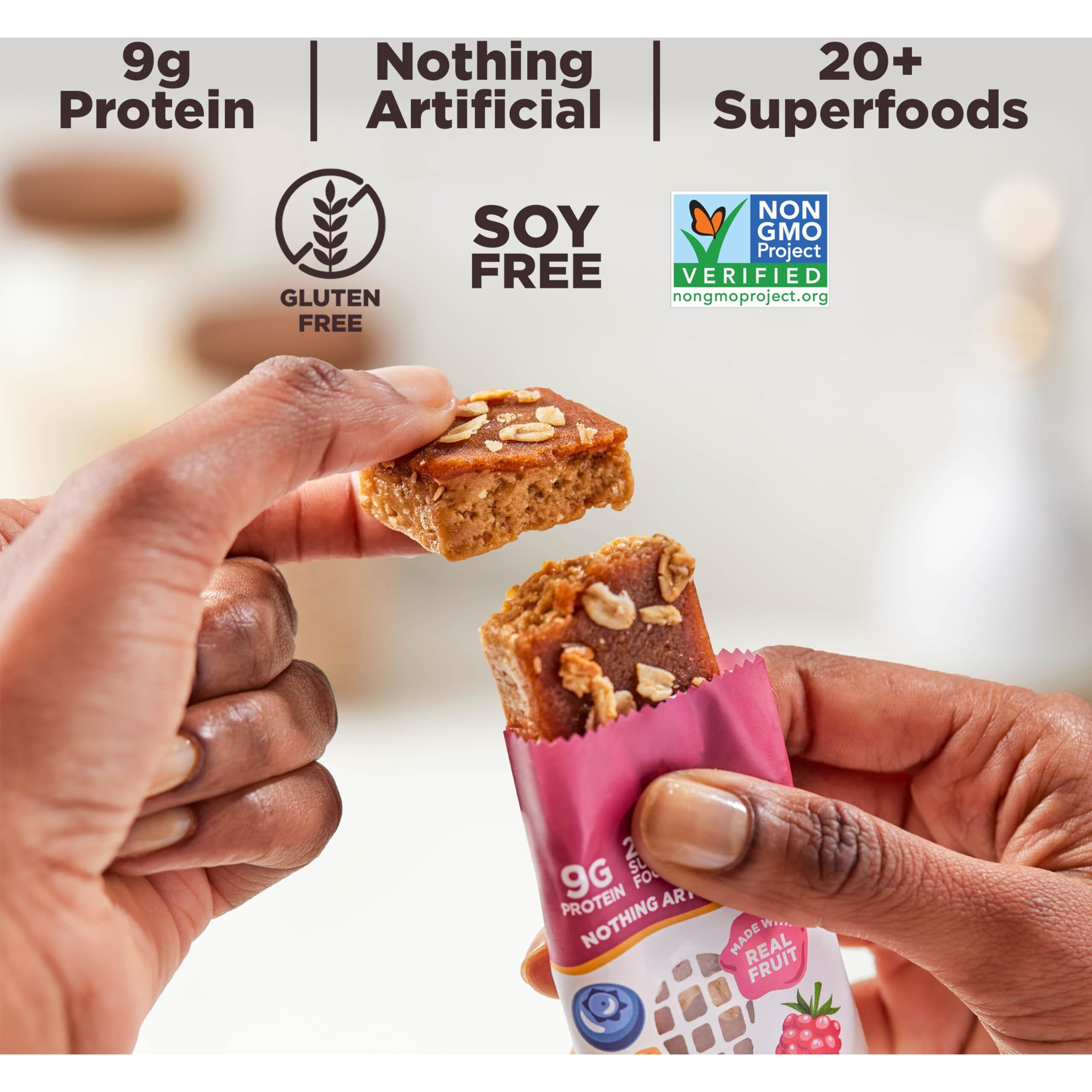 Perfect Bar Fruit Crisp, Mixed Berry Nut Butter Protein Bar, Protein Snack, Gluten Free, Soy Free, Non Gmo, No Sugar Alcohols, 1.9 Ounce Bar, 10 Count