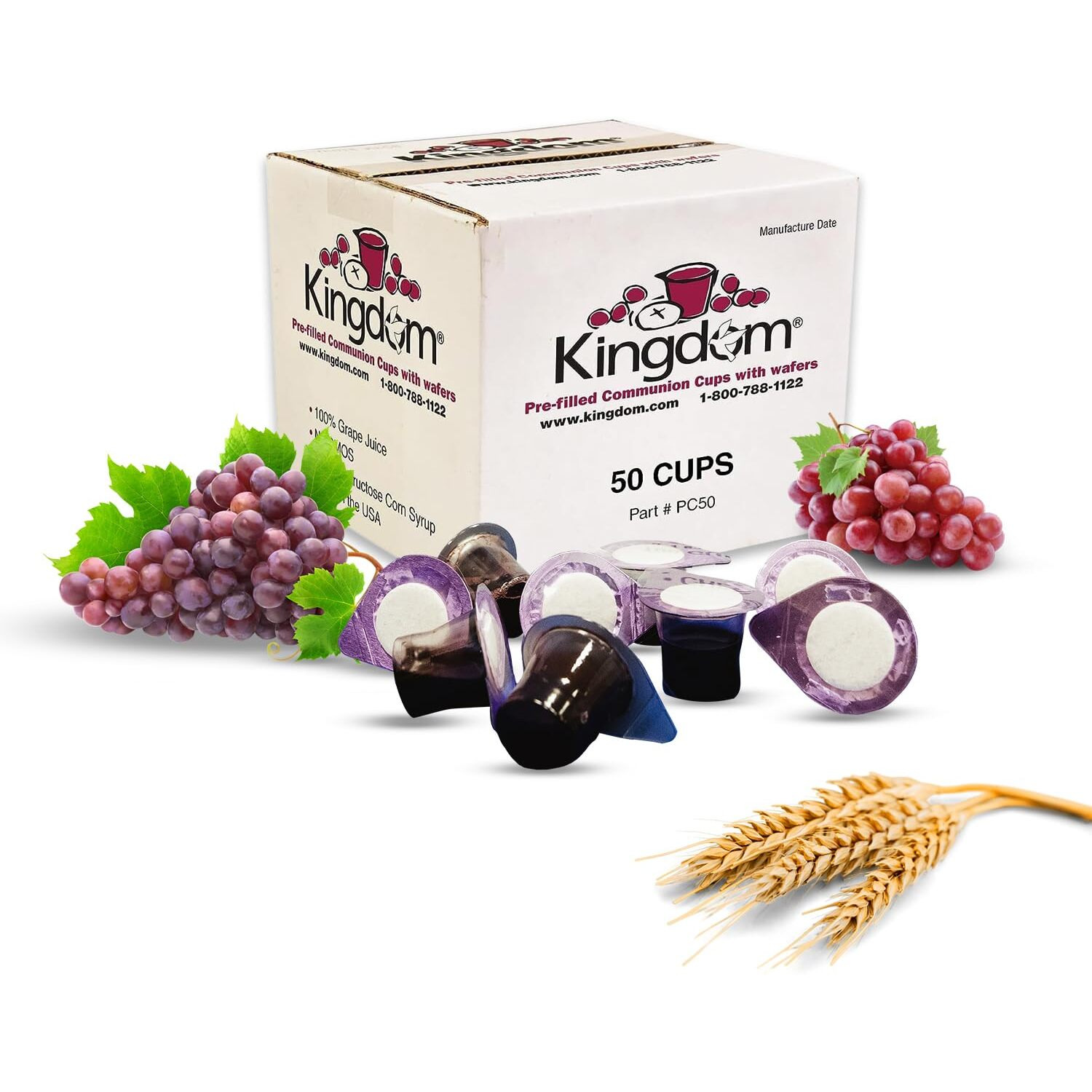 Kingdom Prefilled Communion Cup With Wafers(50Ct - Red Juice) Sealed In A Single-Serving Container With One-Year Shelf Life, Perfect For Holy Eucharist Celebration In Hospitals, Summer Camps,And More