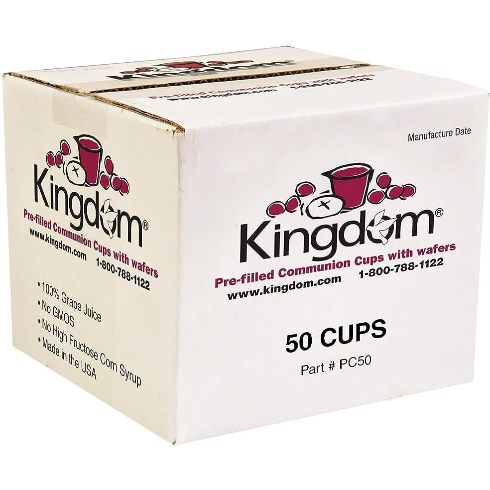 Kingdom Prefilled Communion Cup With Wafers(50Ct - Red Juice) Sealed In A Single-Serving Container With One-Year Shelf Life, Perfect For Holy Eucharist Celebration In Hospitals, Summer Camps,And More