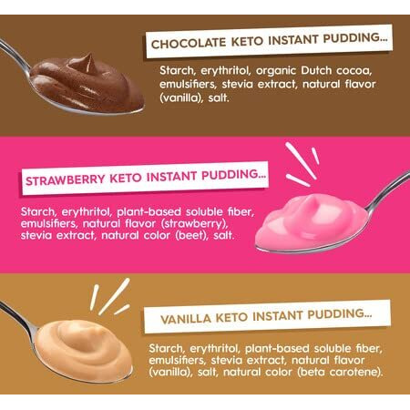 Simply Delish Instant Delicious Mixed Variety Pudding 6 Pack - Low Carb, Zero Sugar, Gluten Free, Allergen Free, Non-Gmo, Vegan & Plant-Based