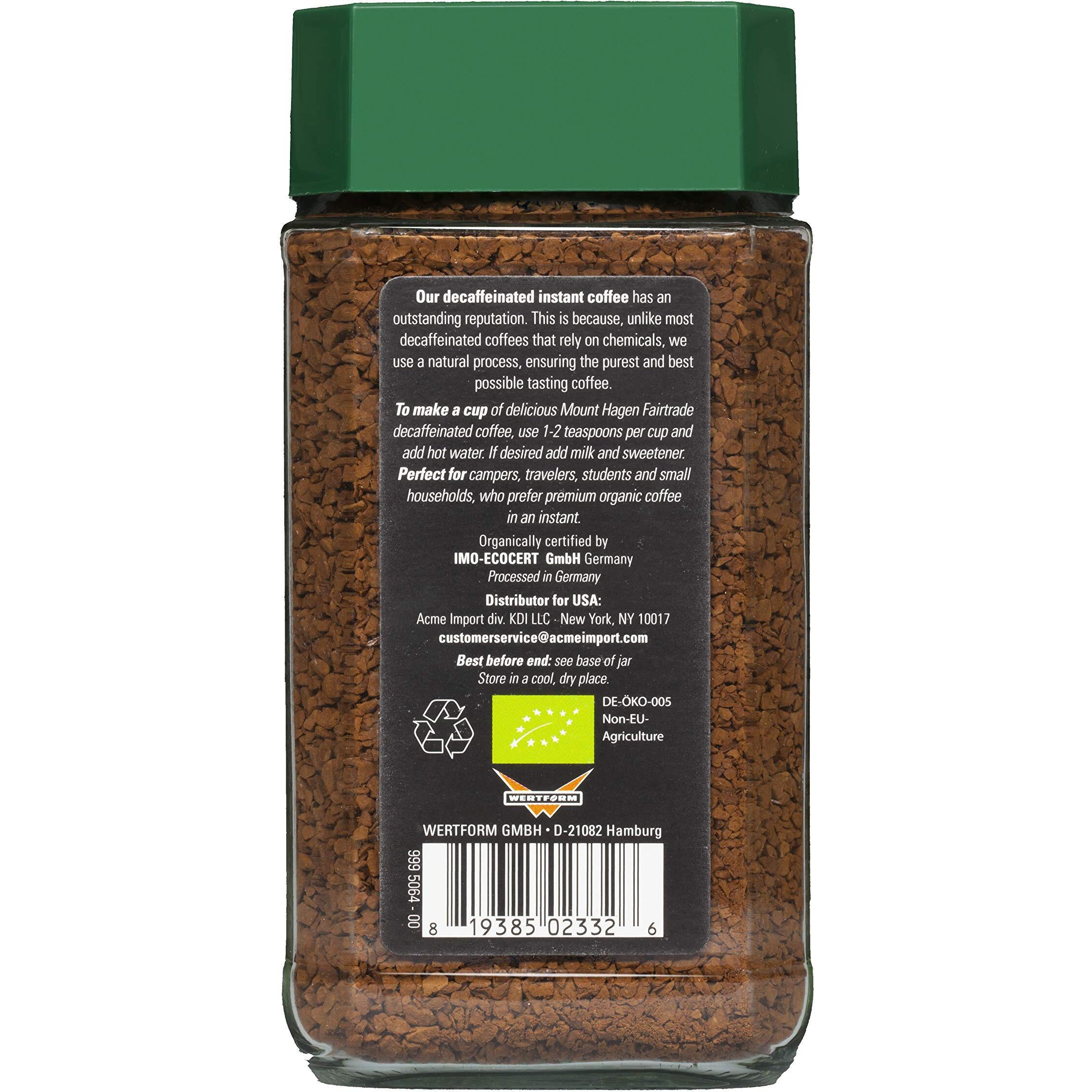 Mount Hagen 3.53Oz Organic Freeze Dried Instant Decaf Coffee | Eco-Friendly, Fairtrade Decaf Coffee Made From Organic Medium Roast Arabica Beans [3.53Oz Jar]