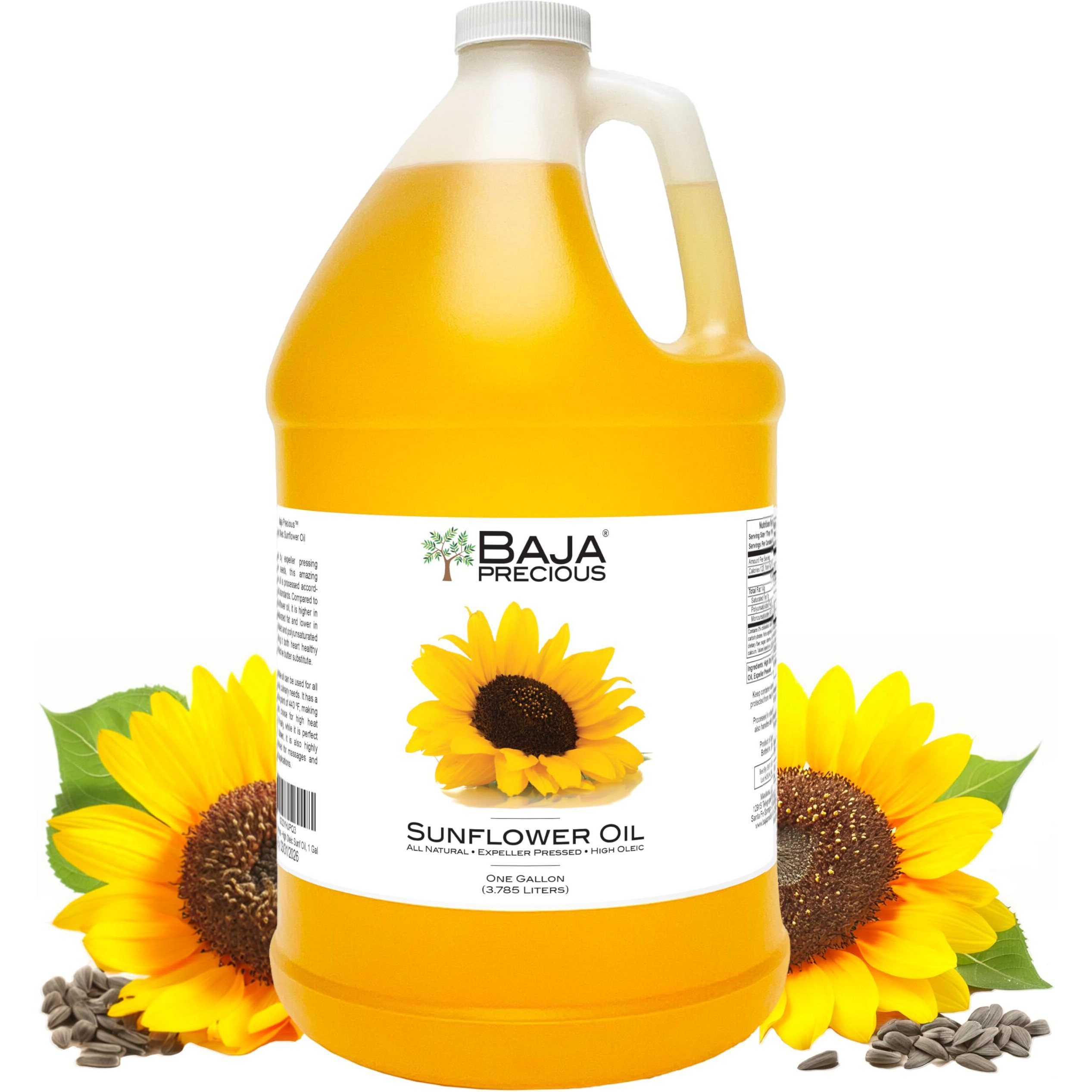 Baja Precious - High Oleic Sunflower Oil, 1 Gallon Jug - Expeller Pressed, Wonderful In The Kitchen, Amazing On Your Skin And A Million Other Uses, Bottled In The Usa