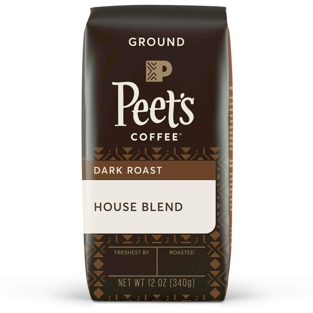 Peet's Coffee, Dark Roast Ground Coffee - House Blend 12 Ounce Bag