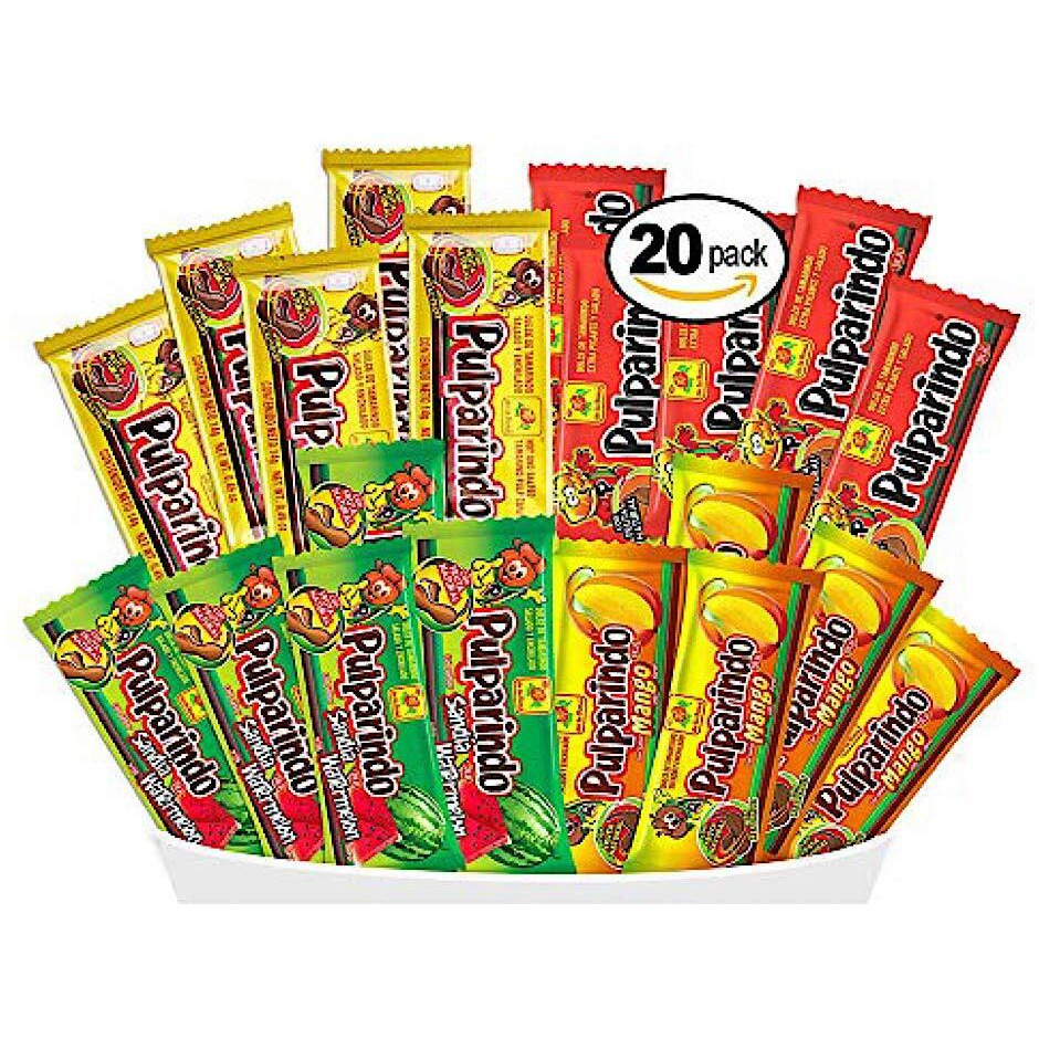 Pulparindo Mexican Candy Snack Mix Flavors Tamarind, Hot, Mango, Watermelon And Chamoy Assortment Of De La Rosa Candies (Tamarind,Watermelon,Xtraspicy,Mango, 20 Count)