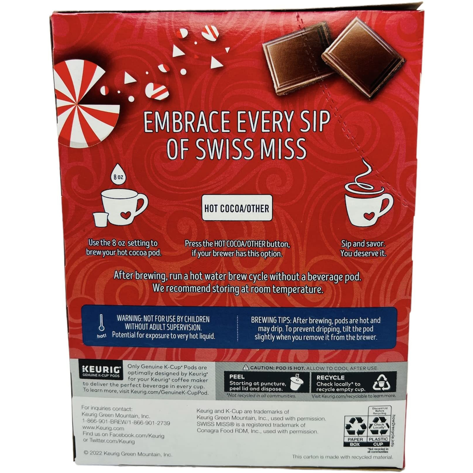 Swiss Miss Peppermint Hot Cocoa Single Serve Keurig K-Cup Pods (22 Count)