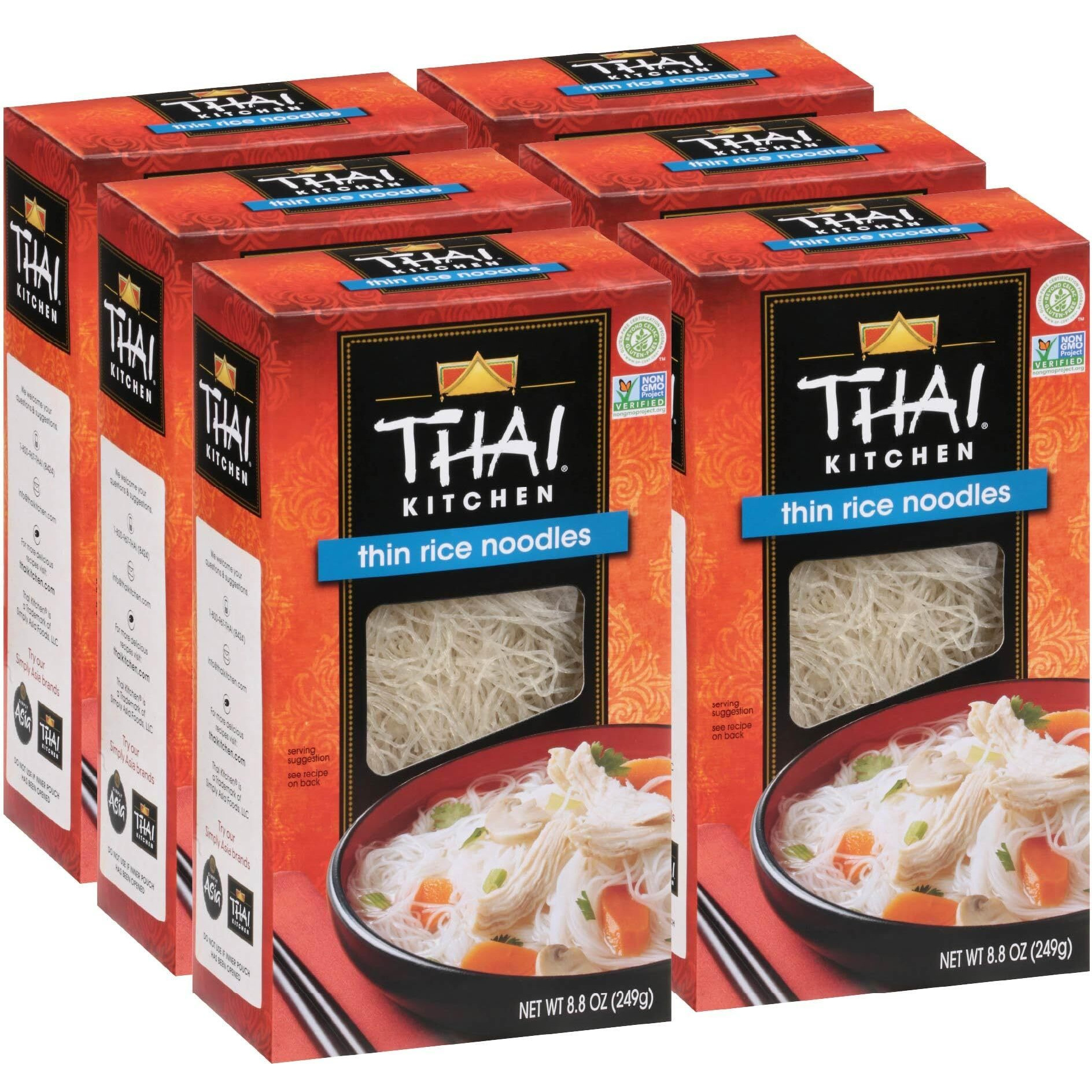 Thai Kitchen Gluten Free Thin Rice Noodles, 8.8 Oz (Pack Of 6)