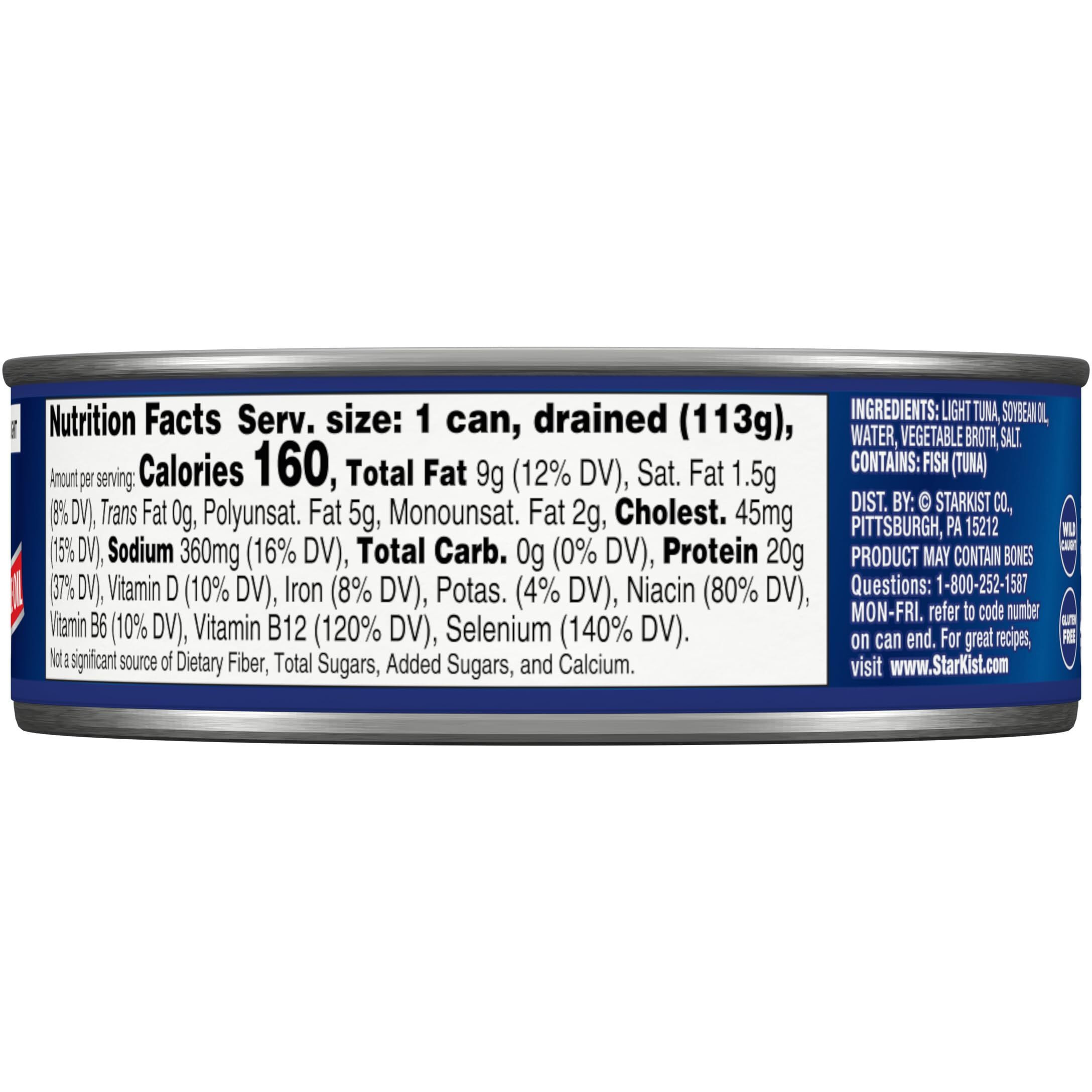 Starkist Chunk Light Tuna In Oil, 5 Oz (12 Pack) Canned Tuna Fish, Wild Caught, Gluten Free, Ready To Eat, Perfect For Salads, Keto Meals And Snacks, With 20G Protein & 90 Calories Per Serving