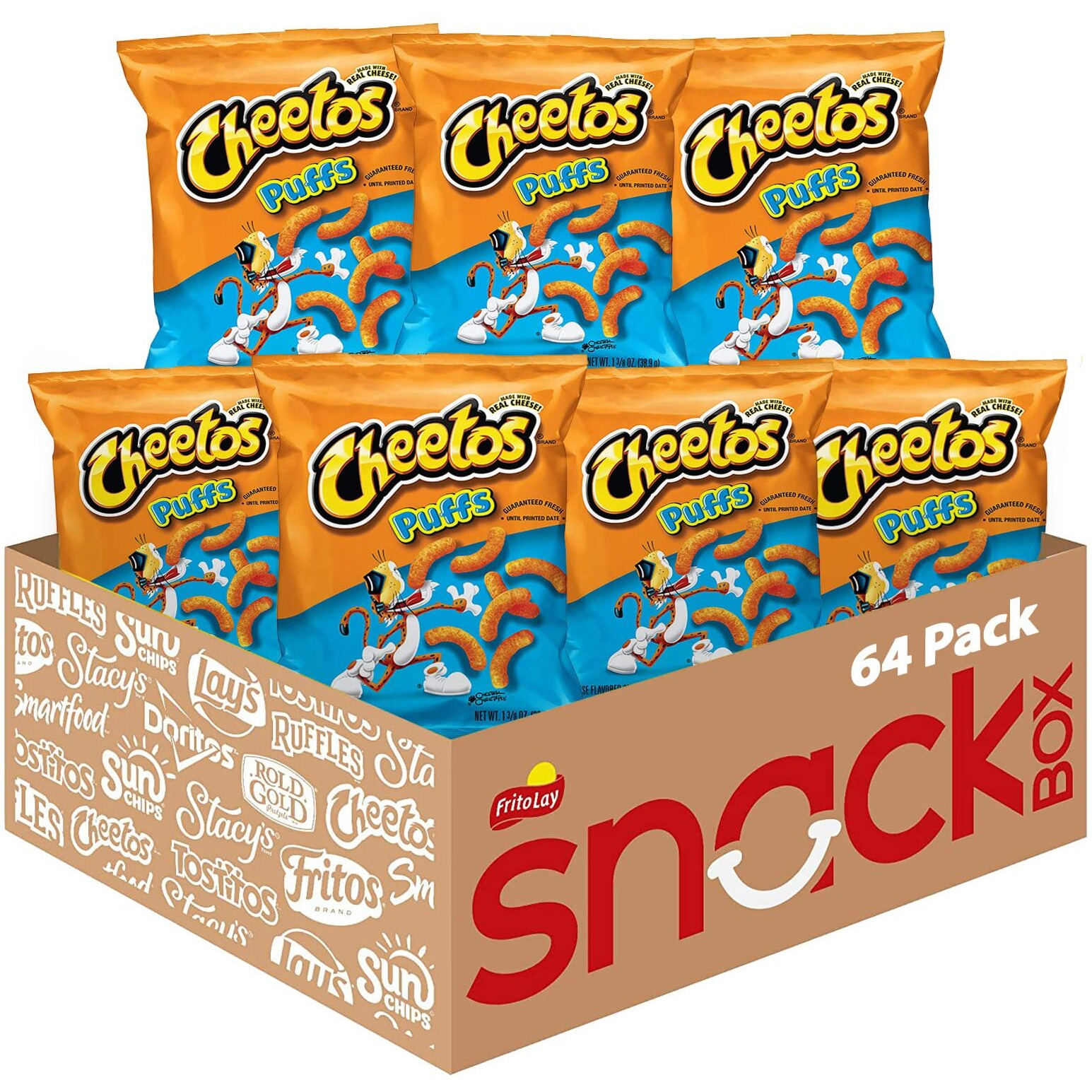 Cheetos Cheese Flavored Snacks, Puffs, 1.375 Ounce (Pack Of 64)