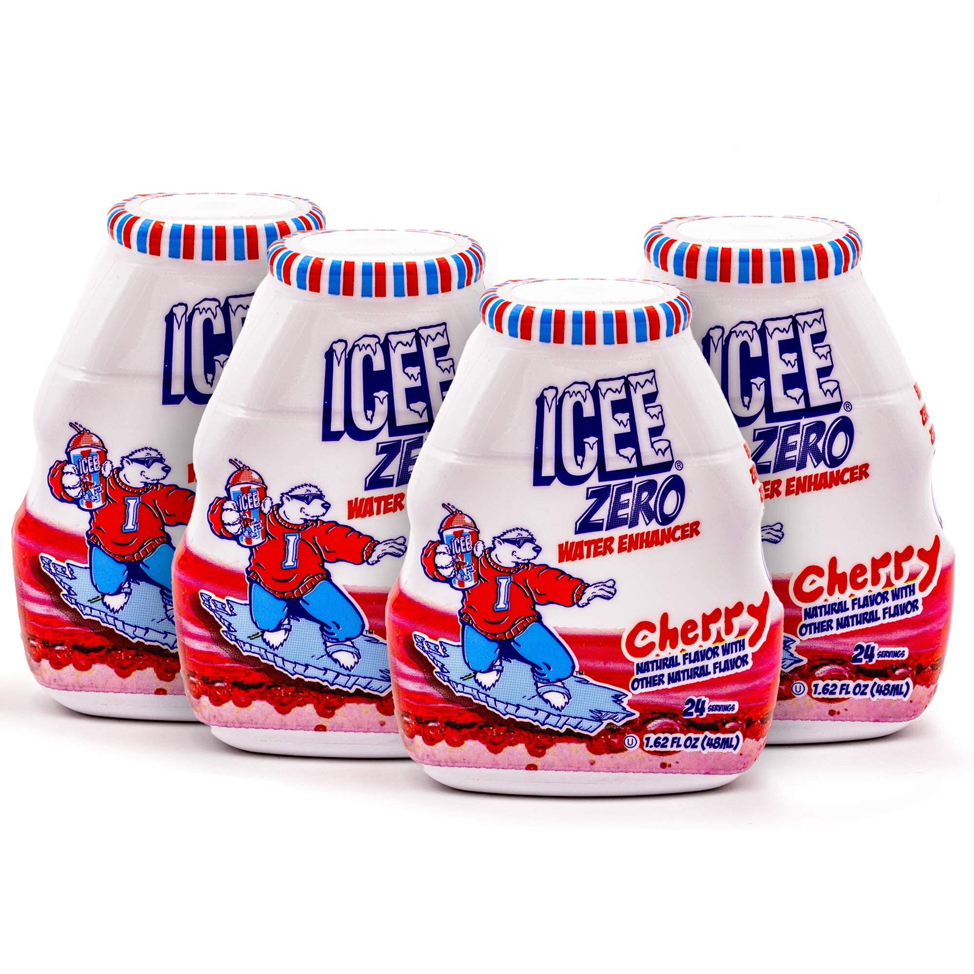 Icee Zero Calorie Cherry Liquid Water Enhancer Drink Mix, Natural Flavor Drops, Sugar Free, 1.62 Fl Oz Concentrate (48 Ml) - 4 Pack