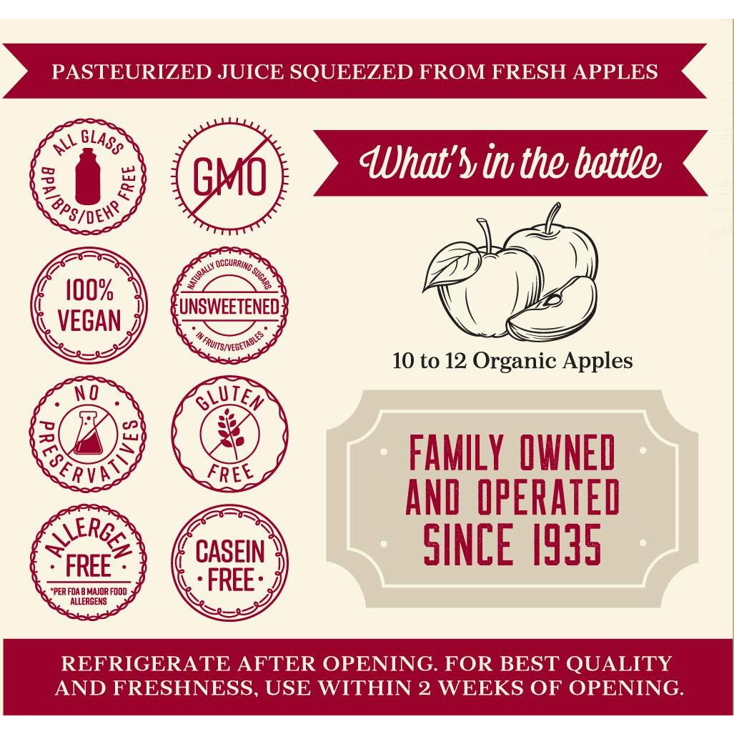 Lakewood Organic Apple Juice Bottles, 32 Fl Oz (Pack Of 6)