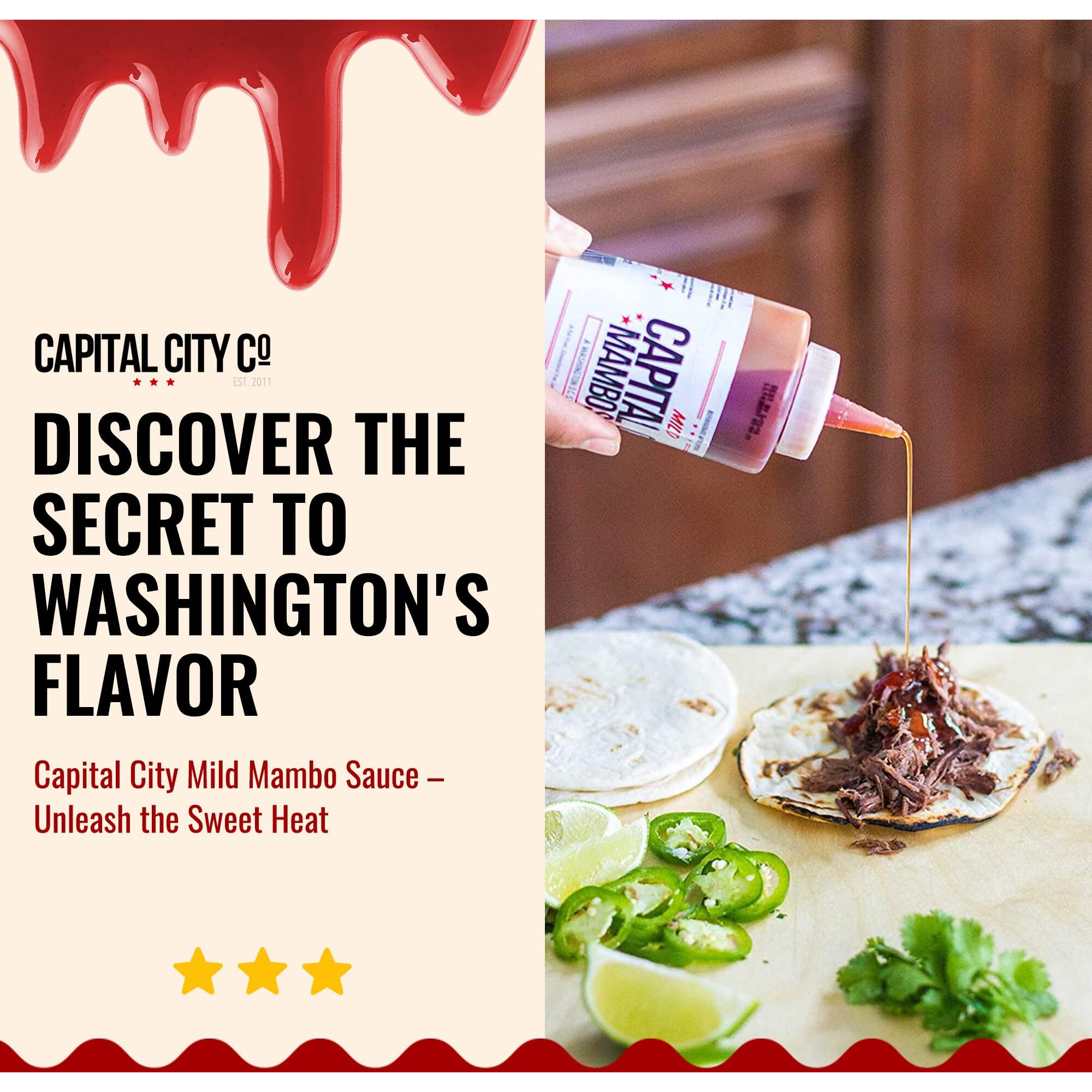 Capital City Mambo Sauce Mild | Washington Dc Wing Sauces | Perfect Condiment For Wings, Chicken, Pork, Beef, Seafood, Burgers, Rice Or Noodles | 12 Fl Oz (2 Pack)