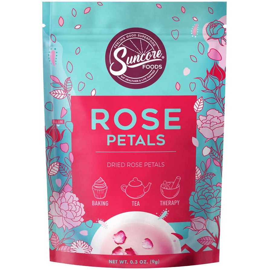 Suncore Foods Dried Rose Petals Bloom, Caffeine-Free Tea, Gluten-Free, Non-Gmo, 0.3Oz (1 Pack)