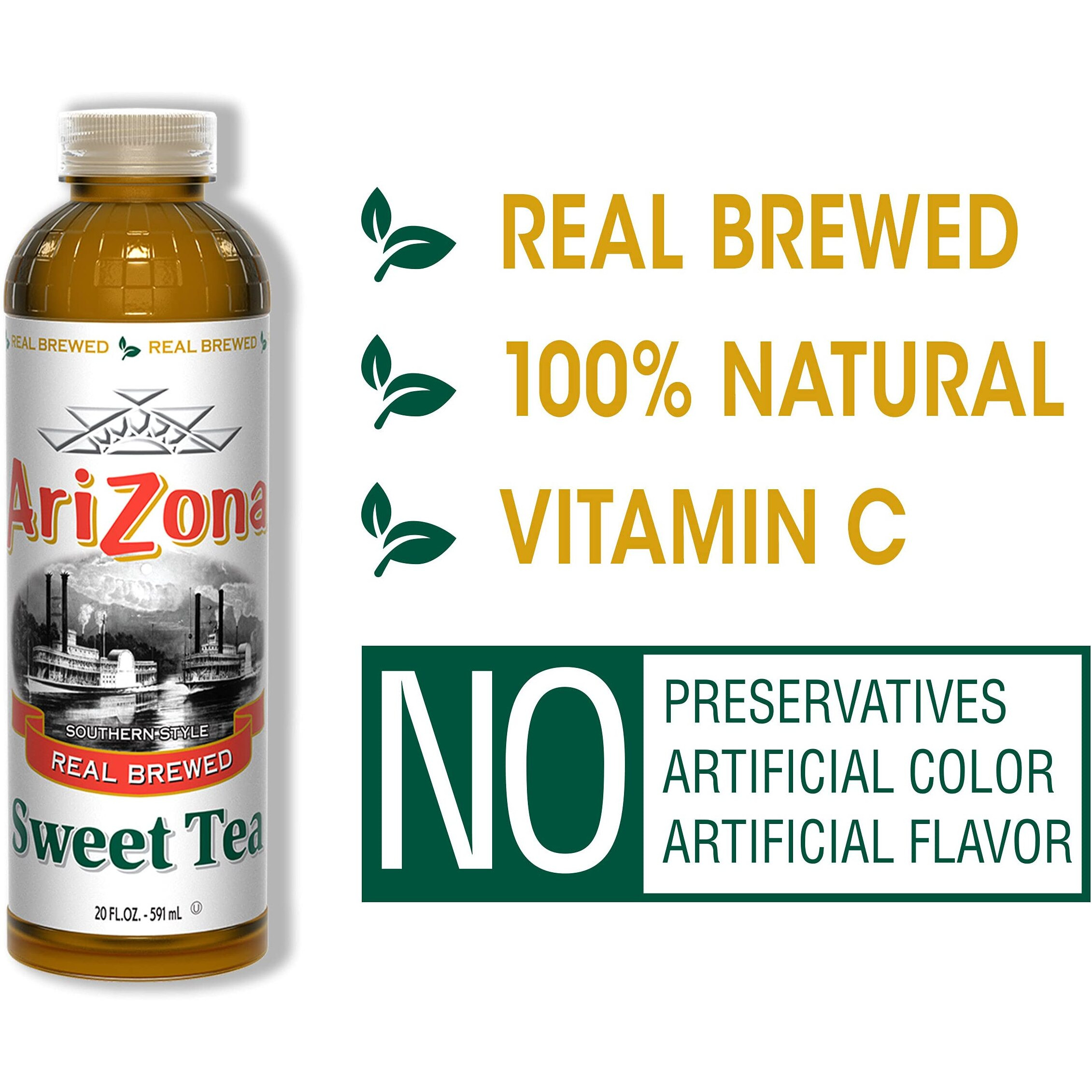 Arizona Sweet Tea Premium Brewed Southern Style, 20 Fl Oz, Pack Of 24