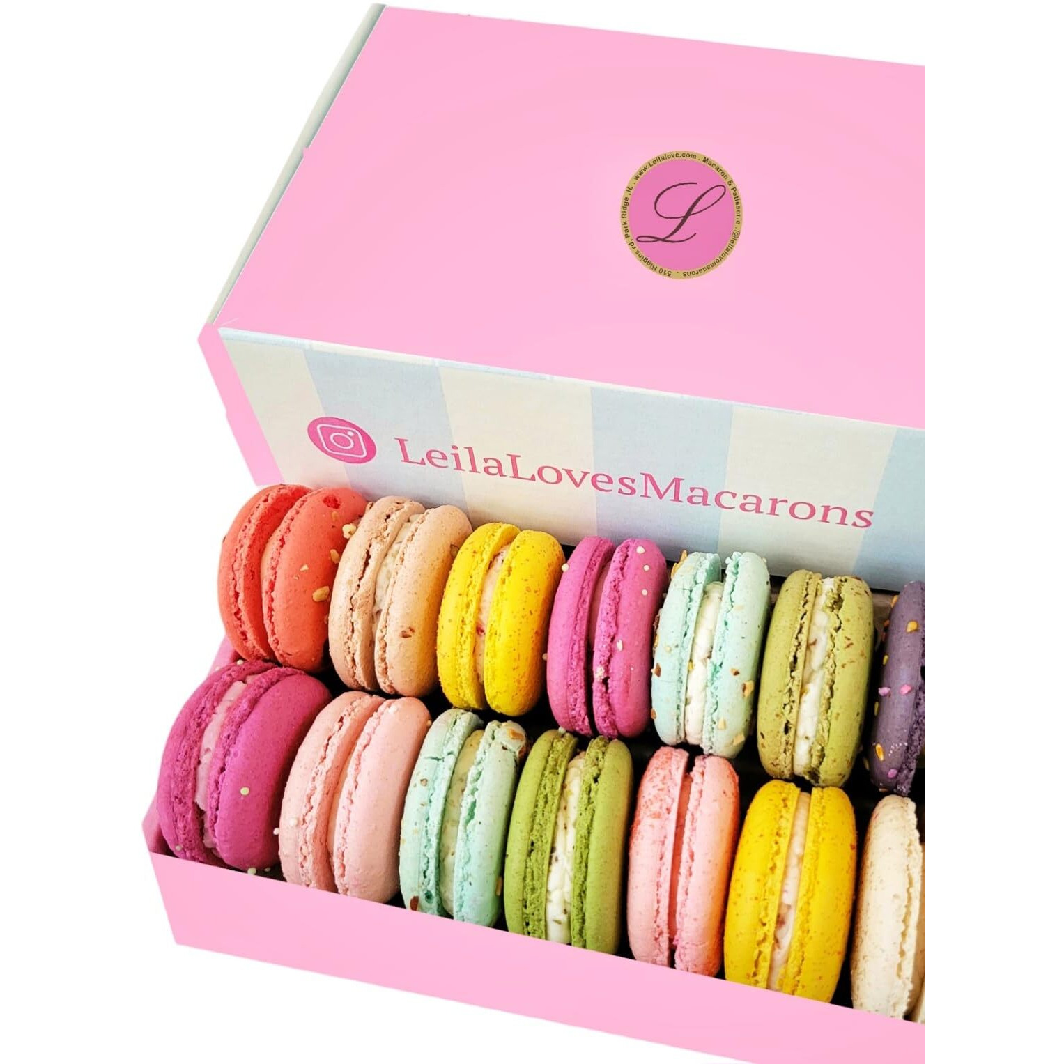 Leilalove Macarons - Mademoiselle De Paris Collections Of 15 - Gift Box Varies In Color - Cookies Are Individually Packaged For The Perfect Freshness