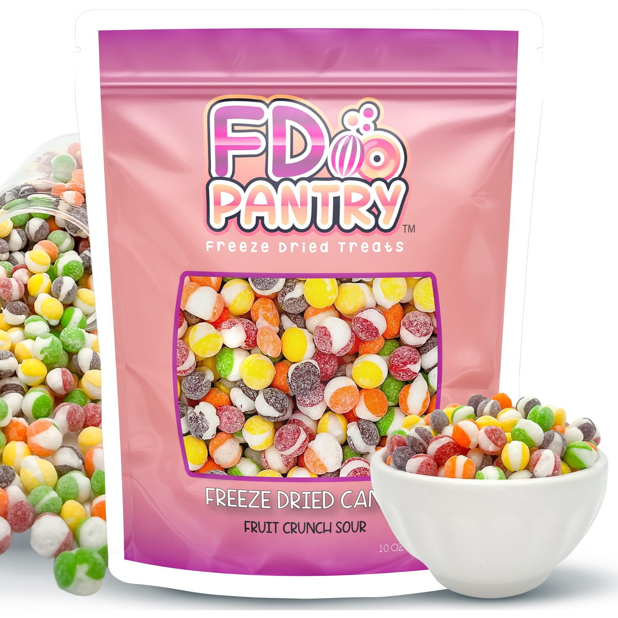 Fruit Crunch Sour - Freeze Dried Candy, 10 Oz - Assorted Sour Flavors, Large Pouch - Ideal Gift Snack Treat