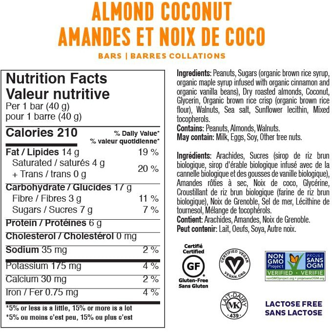 Fody Foods Vegan Protein Nut Bars, Almond And Coconut Flavor, 6G Protein Per Bar, Low Fodmap Certified, Sensitive Recipe, Gut & Ibs Friendly, 12 Count