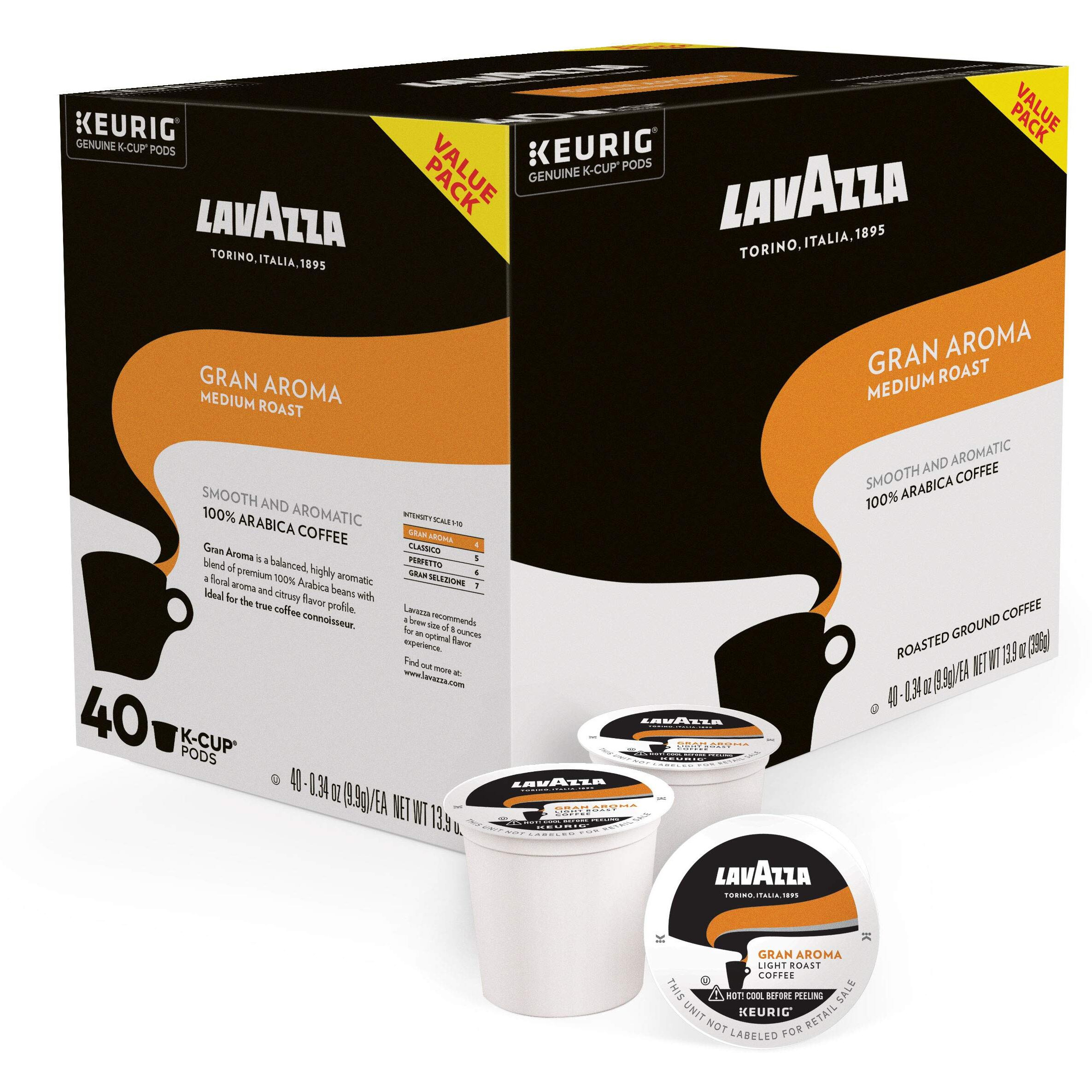 Lavazza Gran Aroma Single-Serve Coffee K-Cups For Keurig Brewer (Pack Of 40)