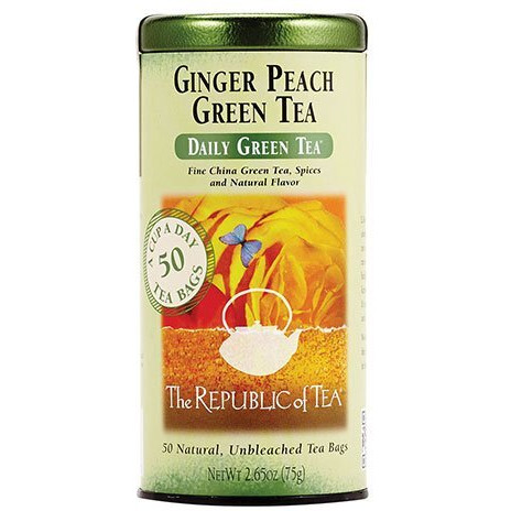 The Republic Of Tea - Ginger Peach Green Tea, 50 Tea Bags, Tin | Flavored Fruit Tea | Caffeinated