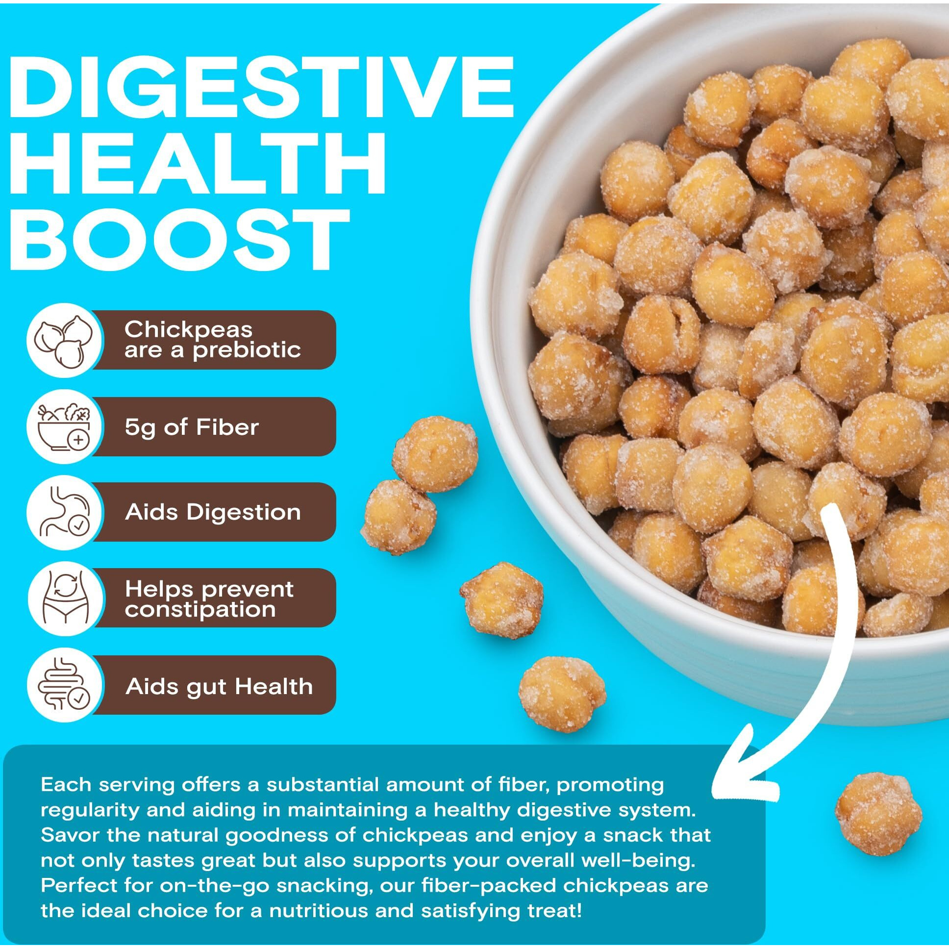 Biena Chickpea Snacks - Crunchy Roasted Chickpeas - High Fiber Vegan Protein Snacks For Adults And Kids - 4-Pack, 5 Ounce Bags - Honey Roasted