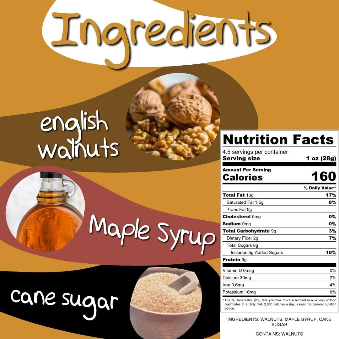 Crazy Go Nuts Walnuts - Maple, 4.5 Oz (3-Pack) - Healthy Snacks, Vegan, Low Carb, Gluten Free, Superfood - Natural, Non-Gmo, Ala, Omega 3 Fatty Acids, Good Fats, And Antioxidants