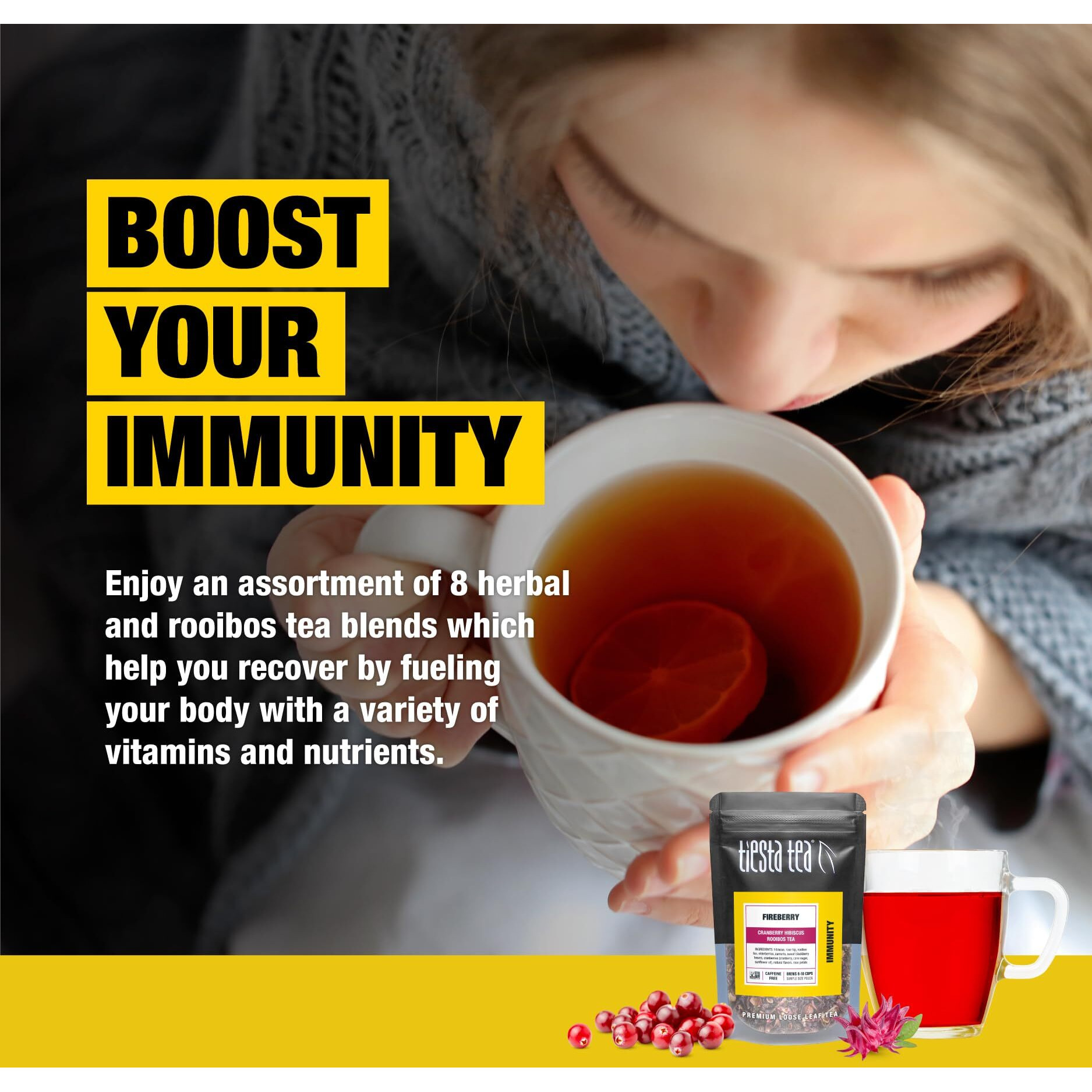 Tiesta Tea - Herbal & Rooibos Tea Dry Flight Sampler, Premium Loose Leaf Tea - Herbal, Rooibos, Hibiscus & Turmeric Tea - 8 Resealable Sample Pouches