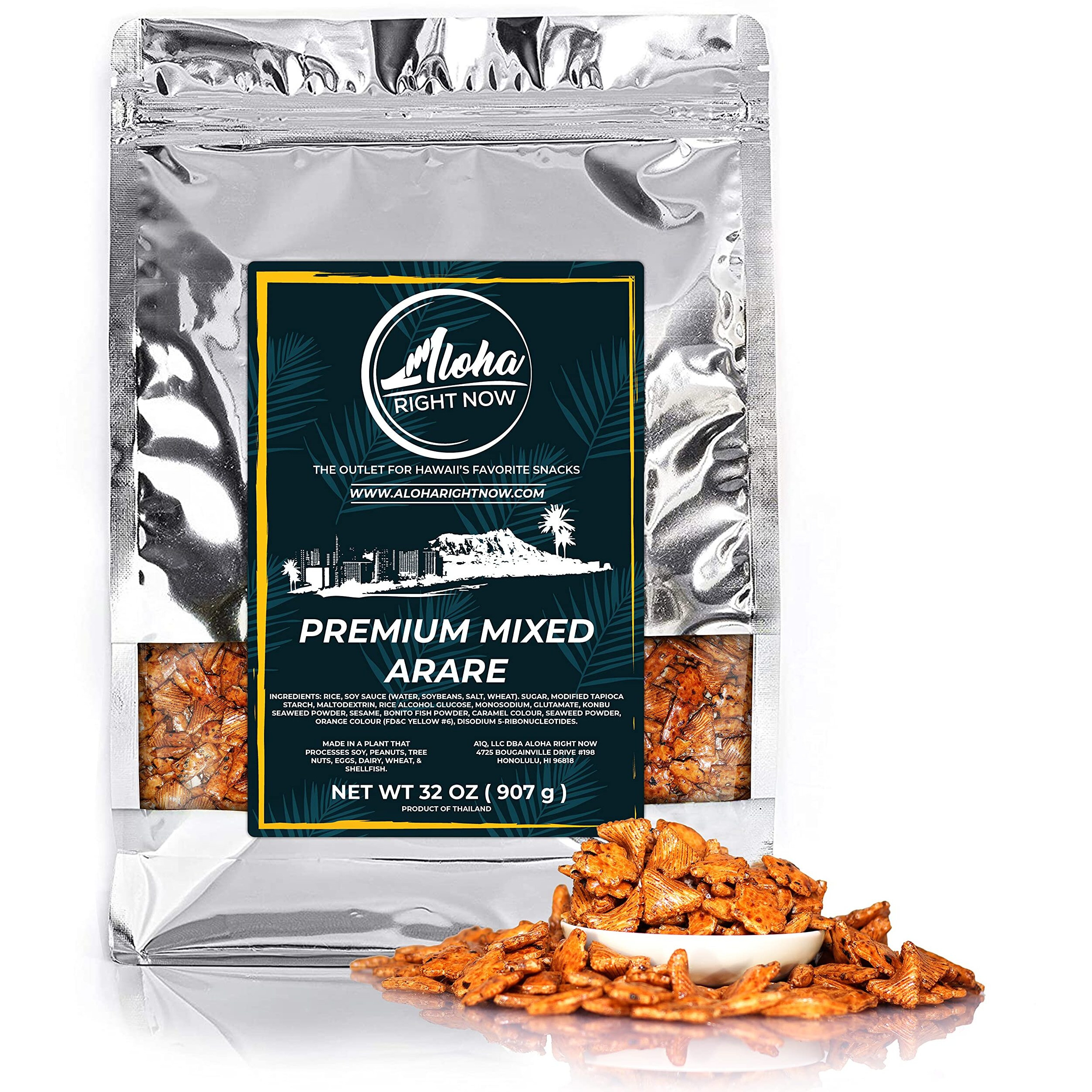 Aloha Right Now Premium Mixed Arare Rice Crackers Mochi Crunch Japanese Hawaiian Style Asian Snack Mix (2Lb (Pack Of 1))