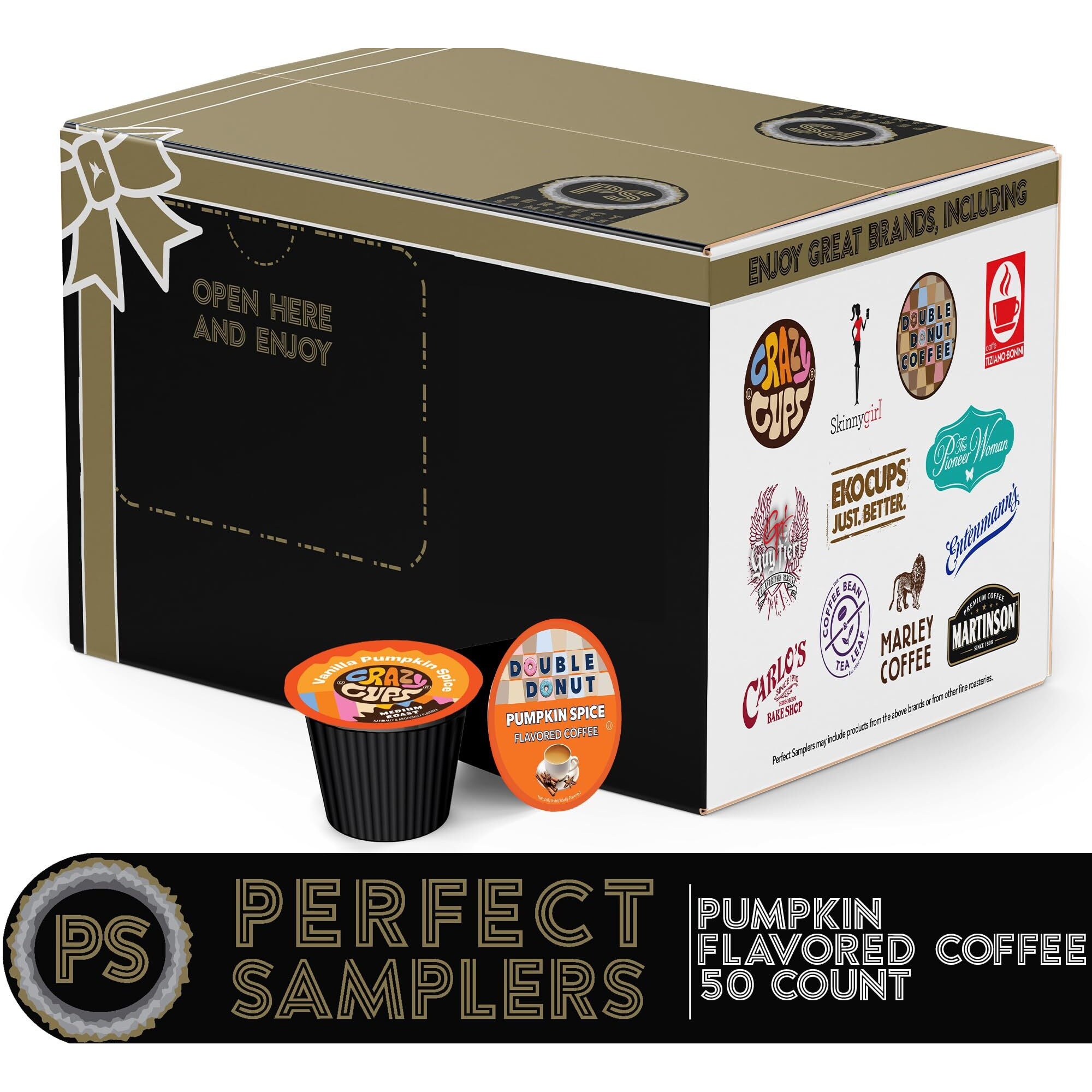 Perfect Samplers Pumpkin Spice Coffee Pods Variety Pack, Medium Roast Coffee For Keurig K Cups Machines, Pumpkin Coffee Pods Sampler, 50 Count