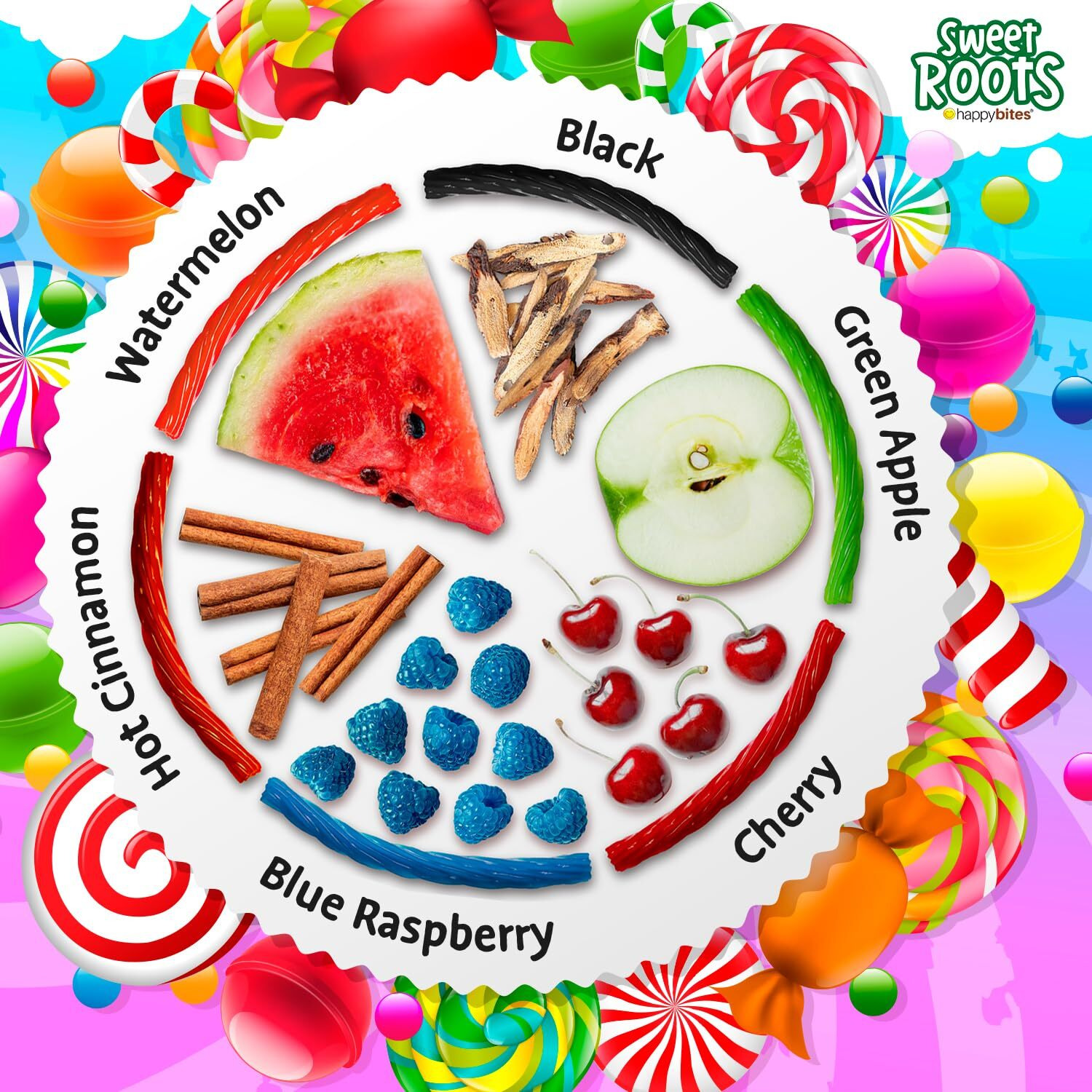 Sweet Roots Green Apple Licorice Twists (16 Oz / 1 Bag) - Jumbo Size - Made With Real Fruit Juice Concentrate - Certified Kosher - Vegan - Fat Free