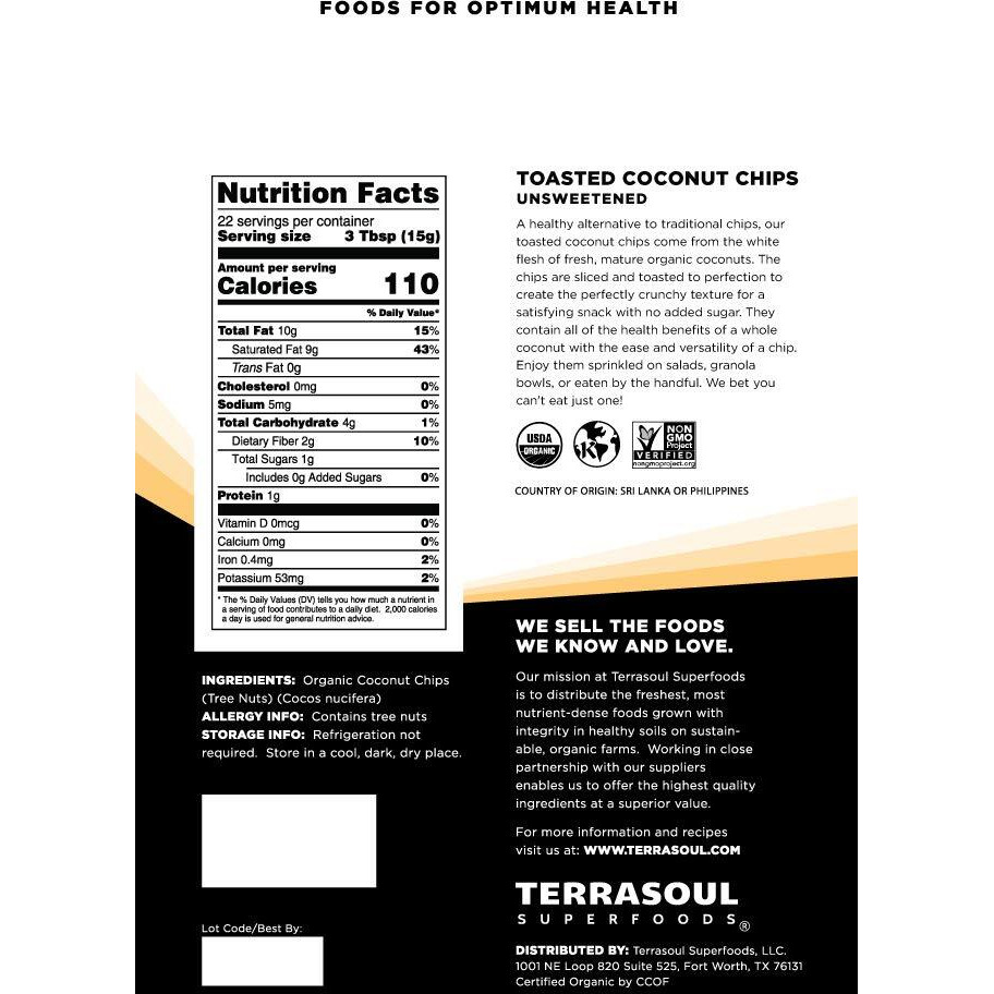 Terrasoul Superfoods Organic Toasted Coconut Chips, Pack Of 3 (2.25 Lbs) - Unsweetened | Unsalted | Perfectly Toasted Coconut