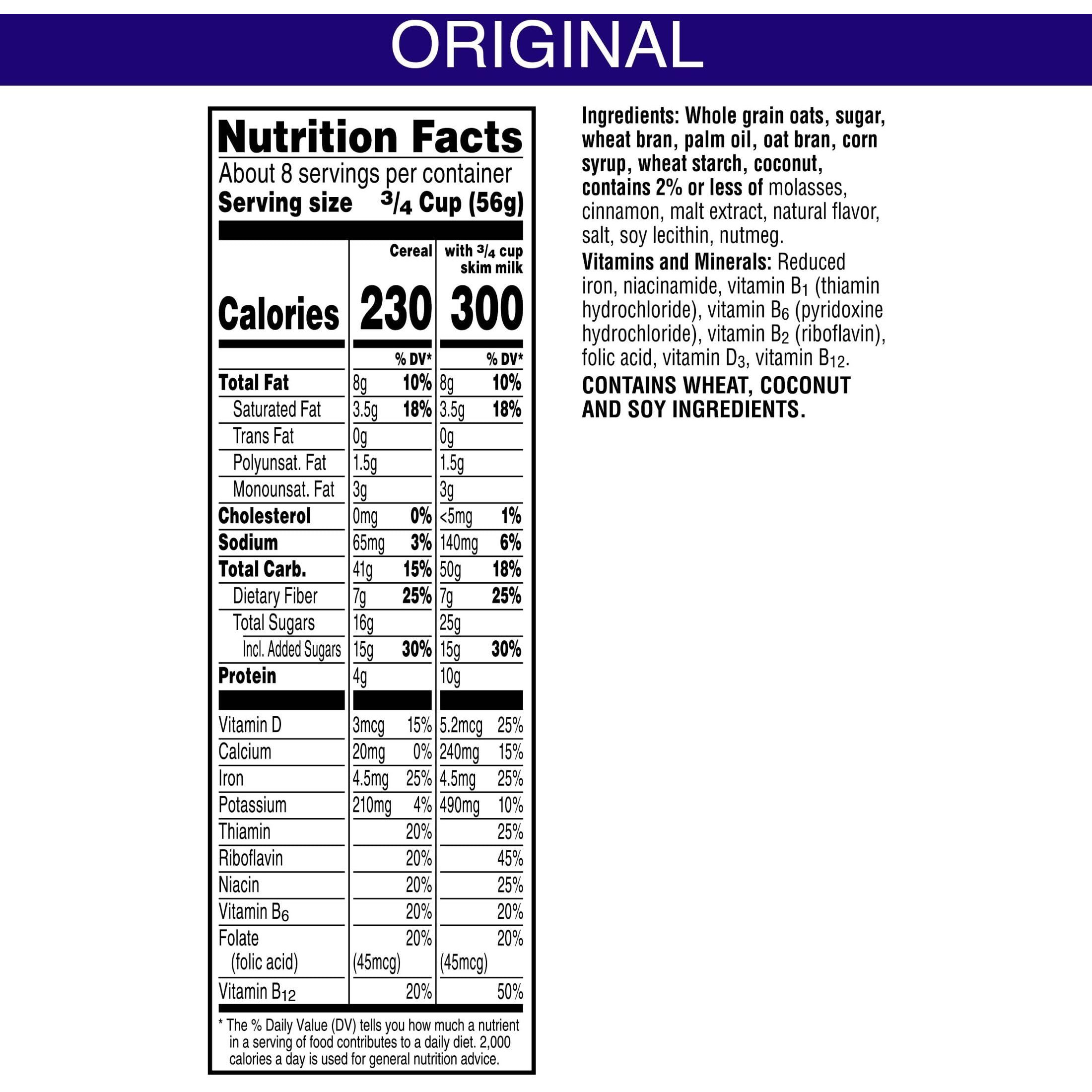 Kellogg's Cracklin' Oat Bran Breakfast Cereal, Fiber Cereal, Family Cereal, Original (3 Boxes)