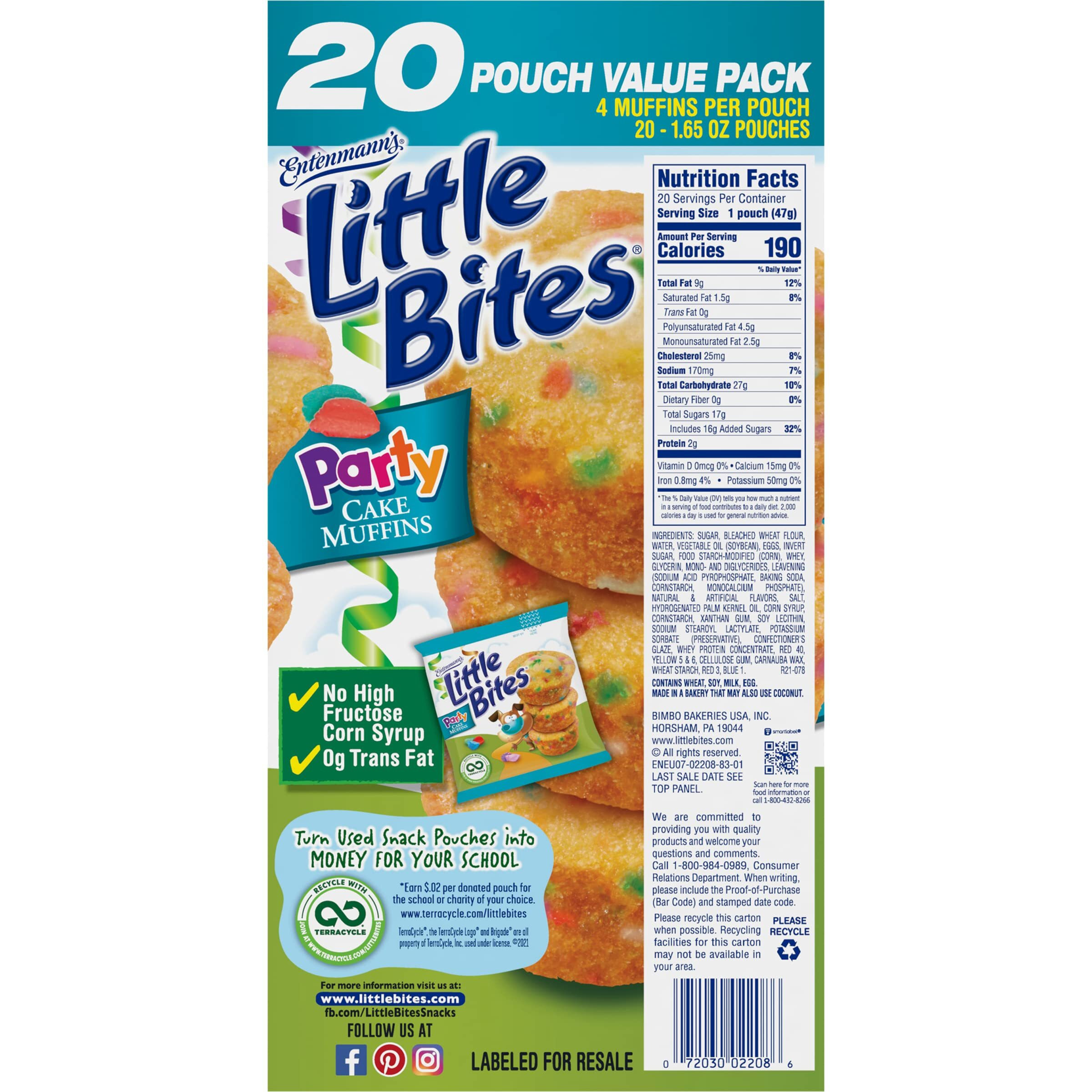 Entenmann's Little Bites Party Cake (Club Pack) Mini Muffins, 40 Packs, 66 Oz