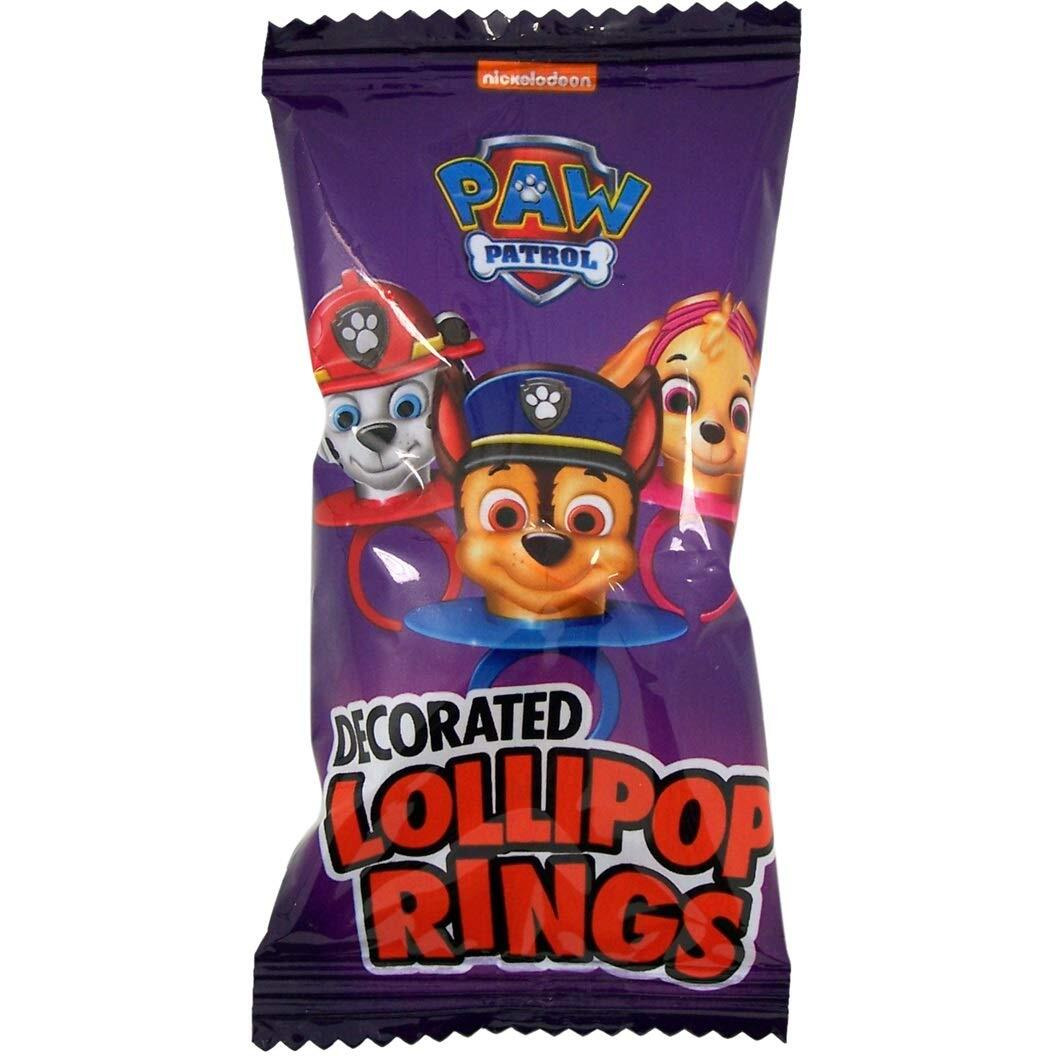 Decorated Paw Patrol Themed Lollipop Rings, Assorted Fruit Flavored Hard Candies, 18 Individually Wrapped Pieces