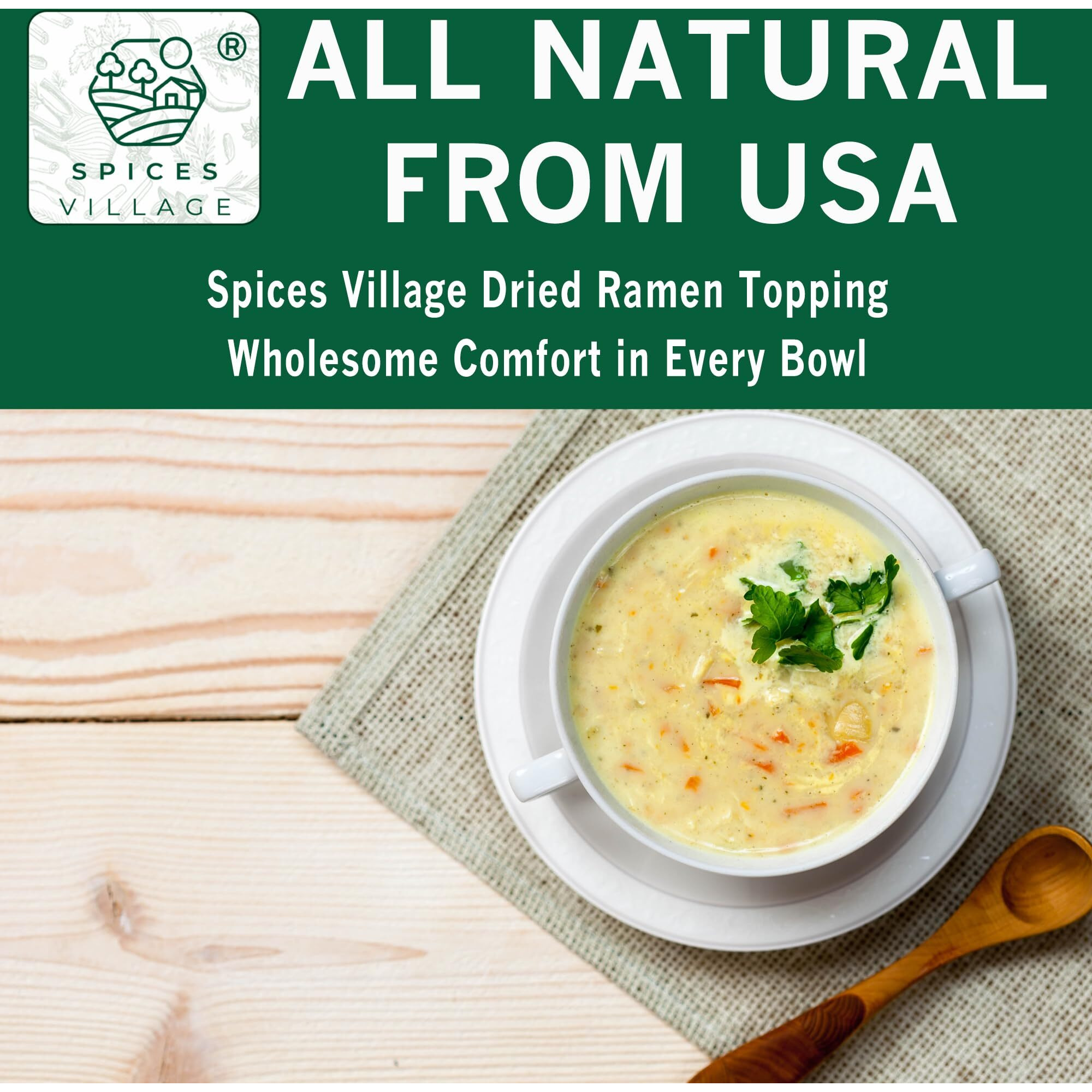 Spices Village Dried Ramen Toppings [ 1 Lb ] - Dehydrated Vegetables Mixed Vegetables Flakes, Mix Of Carrot, Onion, Red & Green Bell Pepper, Celery, Cabbage & Spinach Flakes - Kosher, Gluten Free, Non Gmo, Resealable Bulk Bag