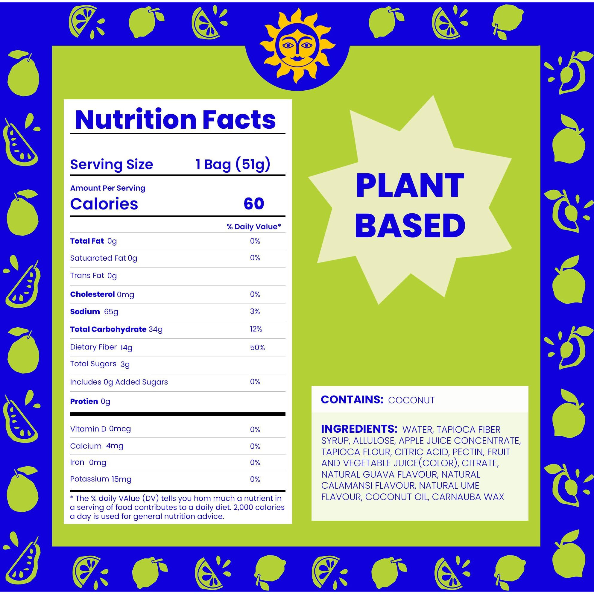 Better Sour Gummies - Guava, Calamansi, Ume - Naturally Flavored, Plant-Based, Low Sugar, Healthy Sour Gummy Candy - 3G Sugar/60 Cal Per 1.8 Oz Bag, Healthy Treats For Kids & Adults (Pack Of 10)