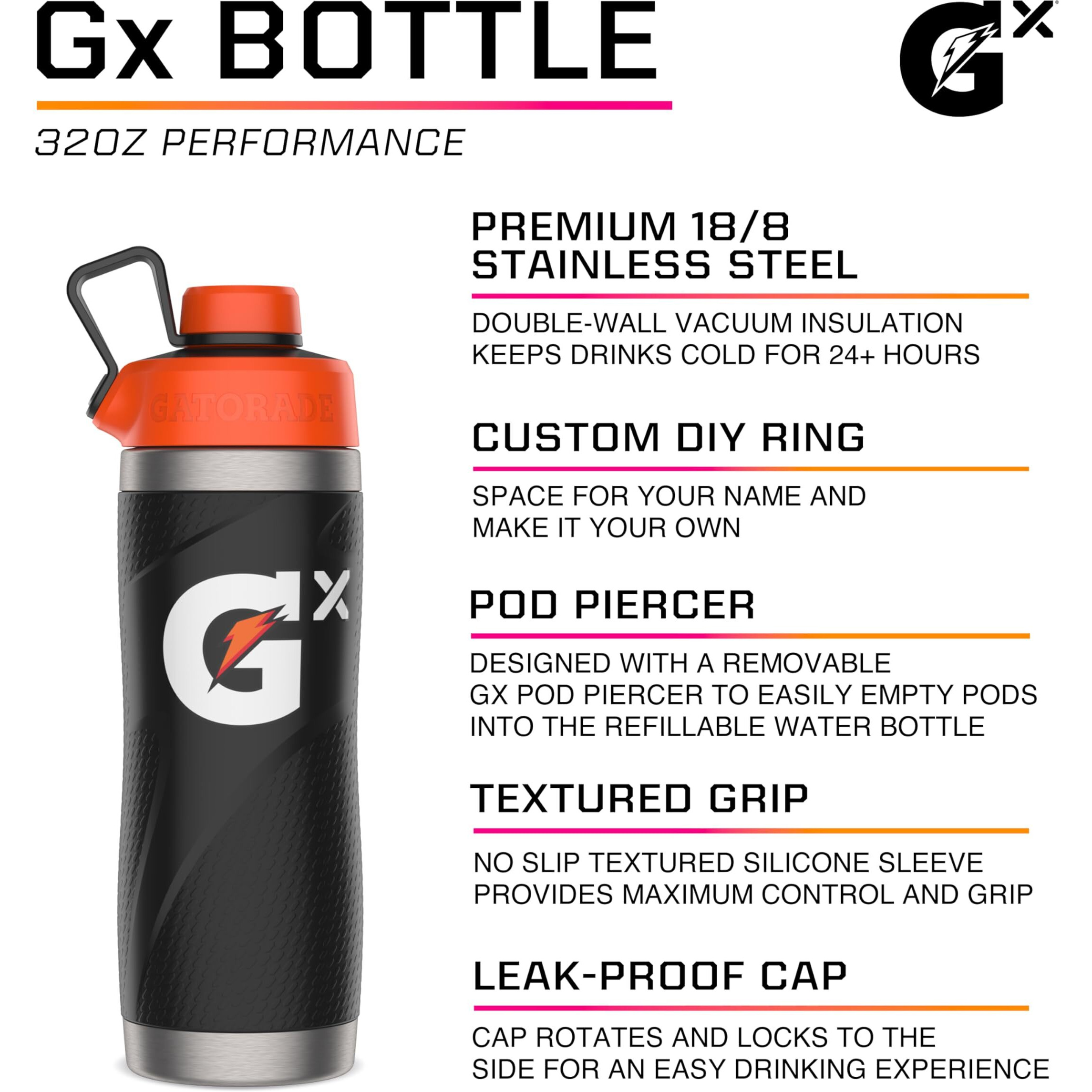 Gatorade Gx Stainless Steel Bottle, 32Oz