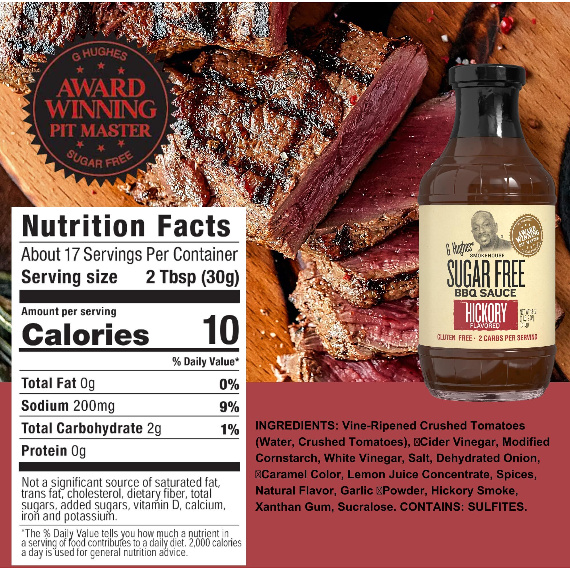 G Hughes Sugar Free Barbecue Sauces - Hickory Bbq Sugar Free Sauce - 18 Oz, Honey Mustard Sugar Free Dipping Sauce - 18 Oz, Sugar Free Teriyaki Marinade - 13 Oz, Gluten Free Bbq Sauces, Bbq (3-Pack)