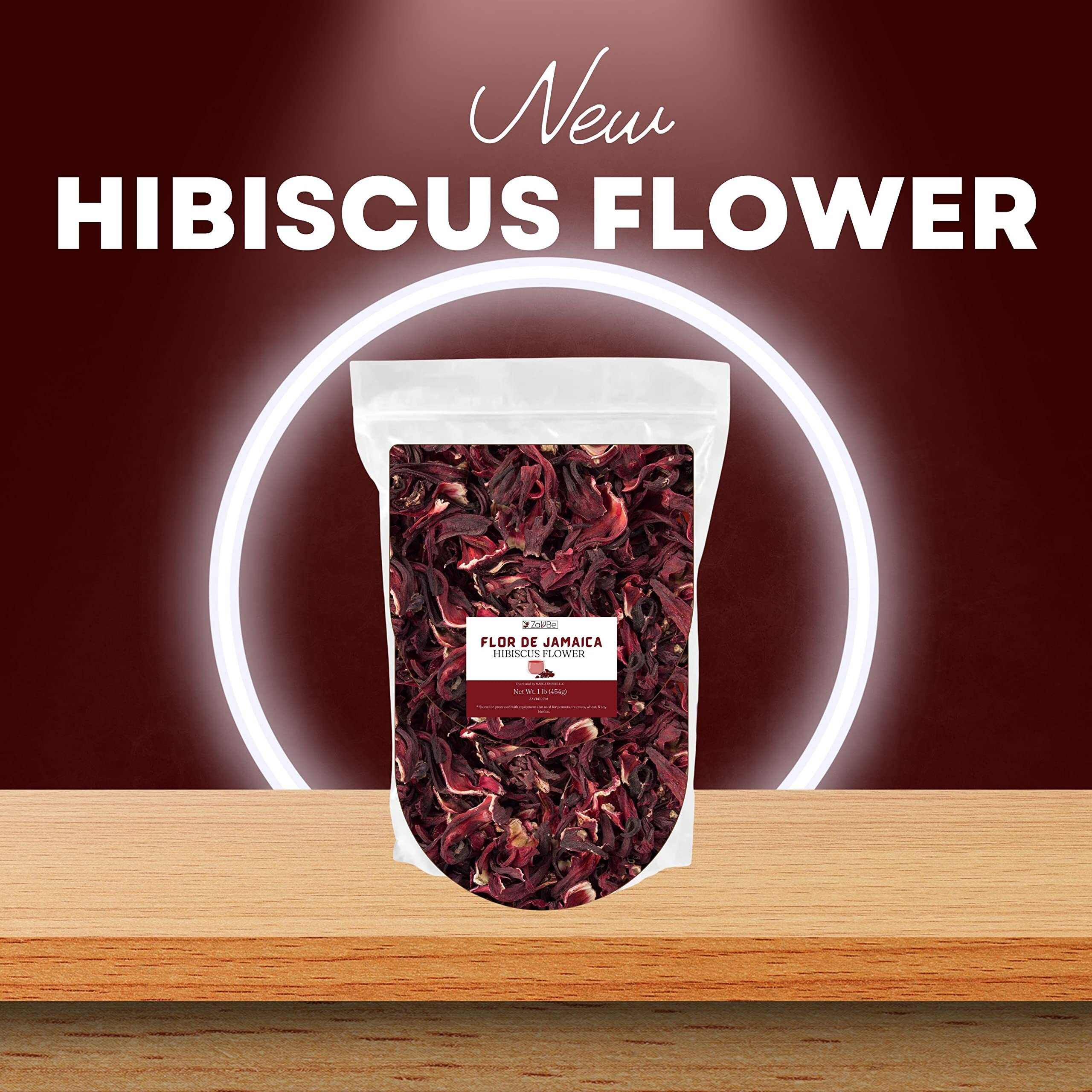 Zavbe Hibiscus Tea 1Lbs Dried Hibiscus Flower Perfect For Hibiscus Tea Loose Leaf, Flor De Jamaica, Cut And Sifted Packaged In Resealable Bag Hot & Iced Tea, Whole Flowers And Petals. (16, Ounces)