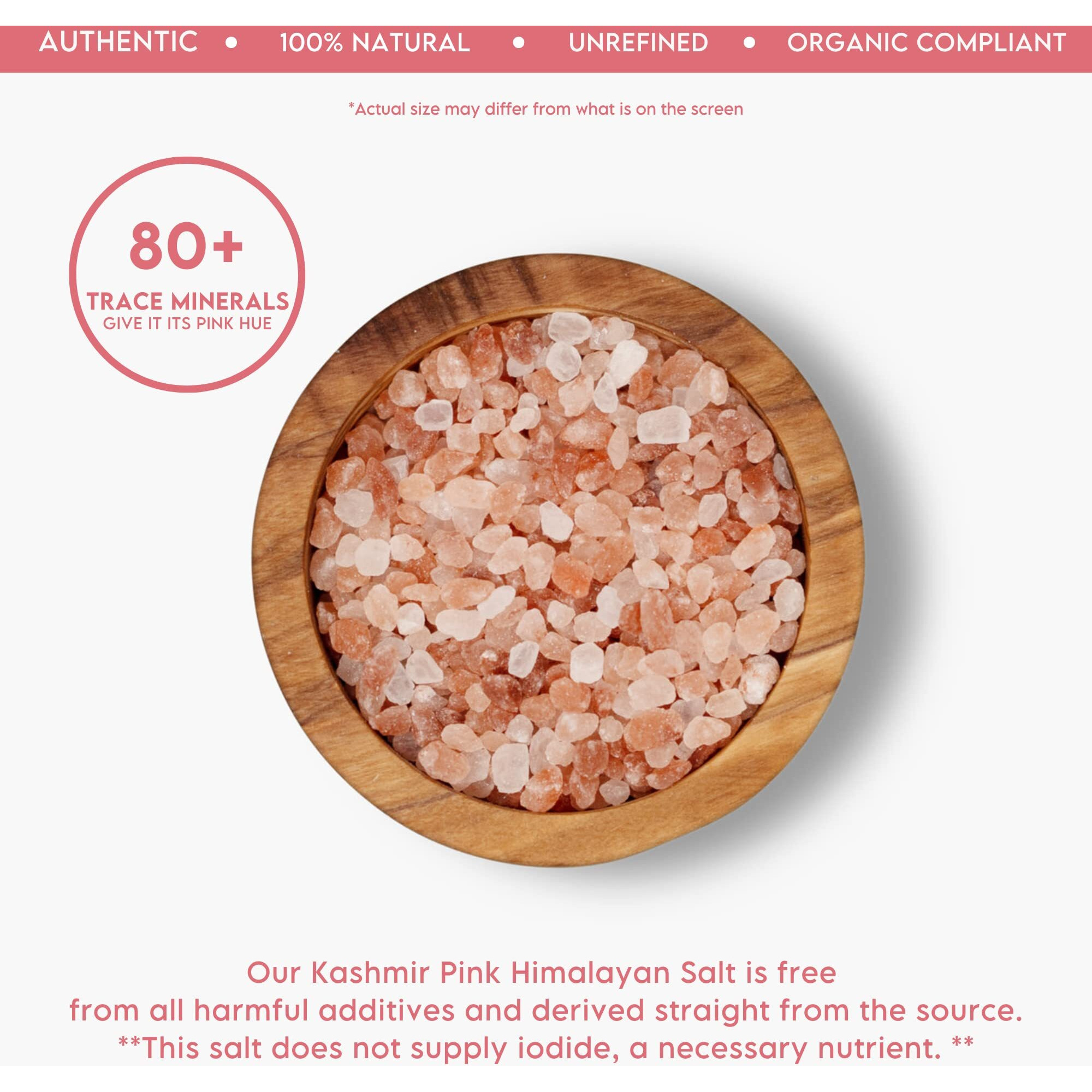 La Salt Co Kashmir 5 Lbs Pink Himalayan Salt Bulk Jar, Coarse | 100% Pure, Food Grade With 84 Trace Minerals | Kosher Certified, Vegan, Non-Gmo, & Cruelty-Free