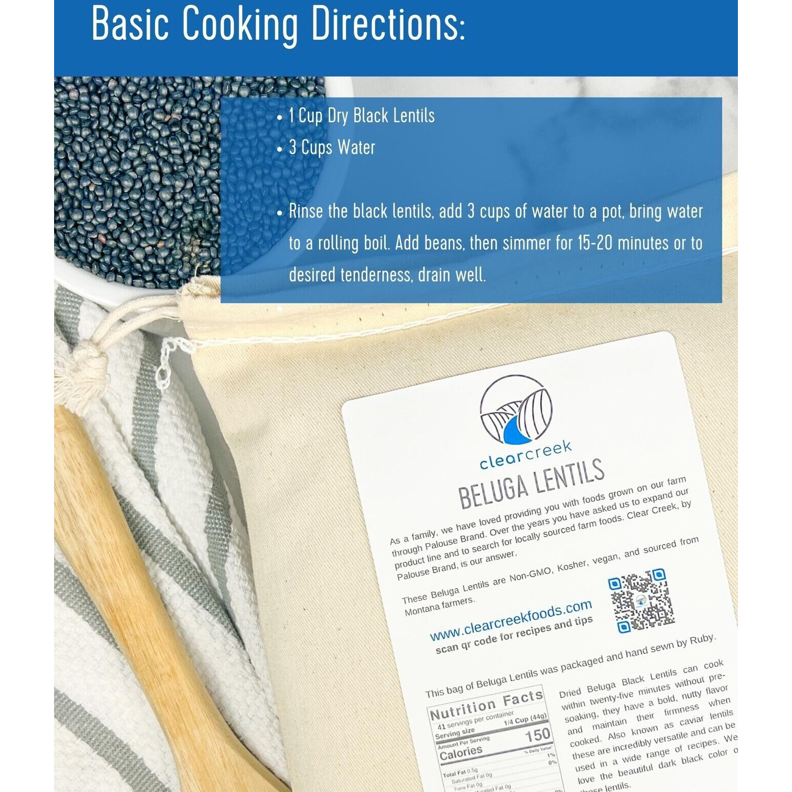 Black Beluga Lentils Bulk | 25 Lbs | Non-Gmo | Kosher | Vegan | Non-Irradiated