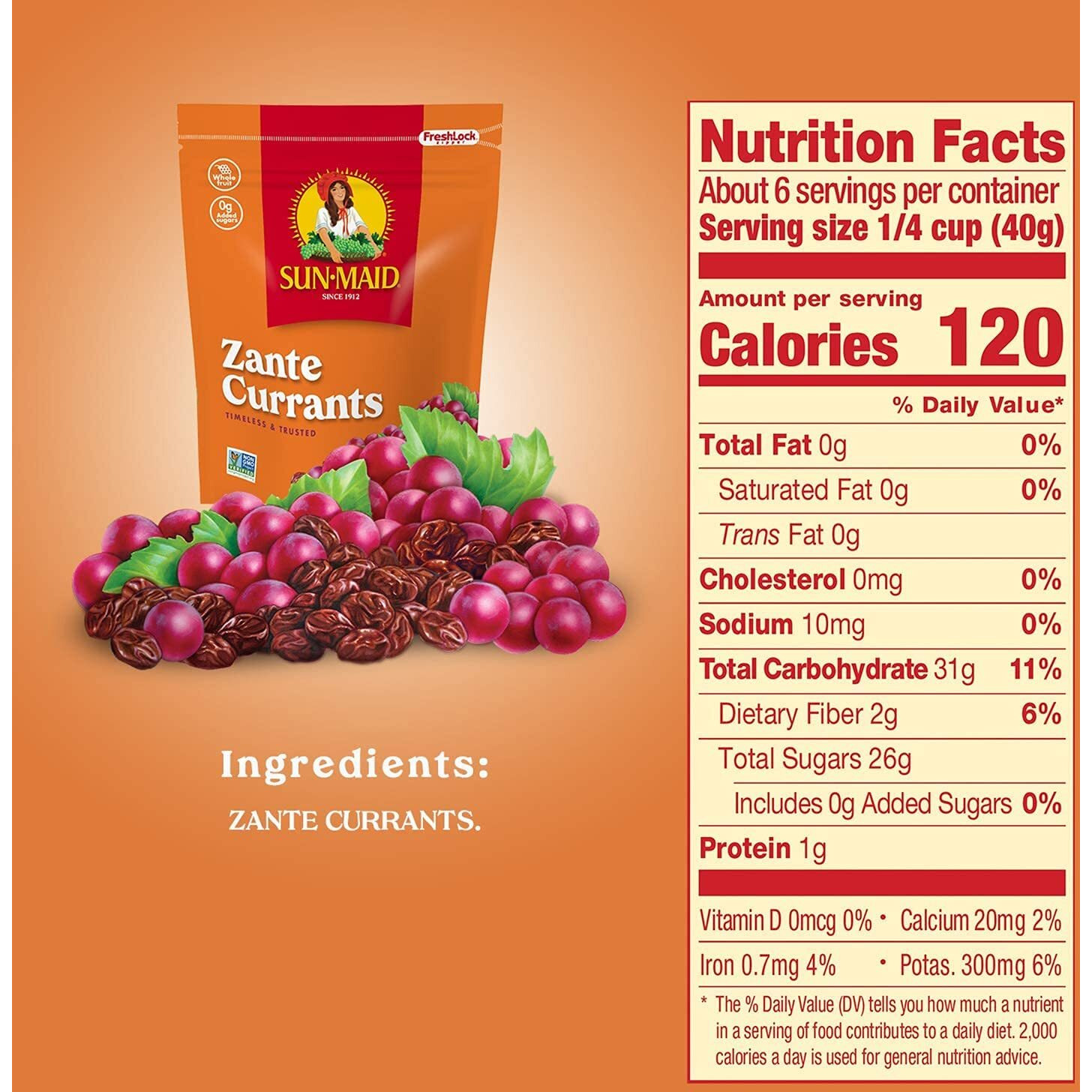 Sun-Maid California Sun-Dried Zante Currants - (4 Pack) 8 Oz Resealable Bag - Dried Fruit Snack For Lunches And Snacks