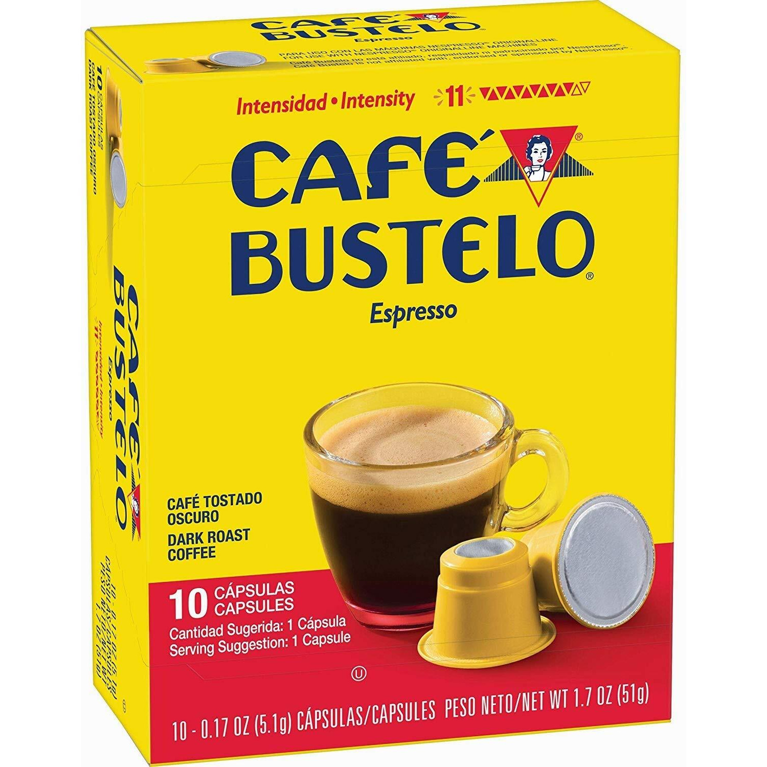 Nespresso Cafe Bustelo Coffee Espresso Capsules, 30 Count