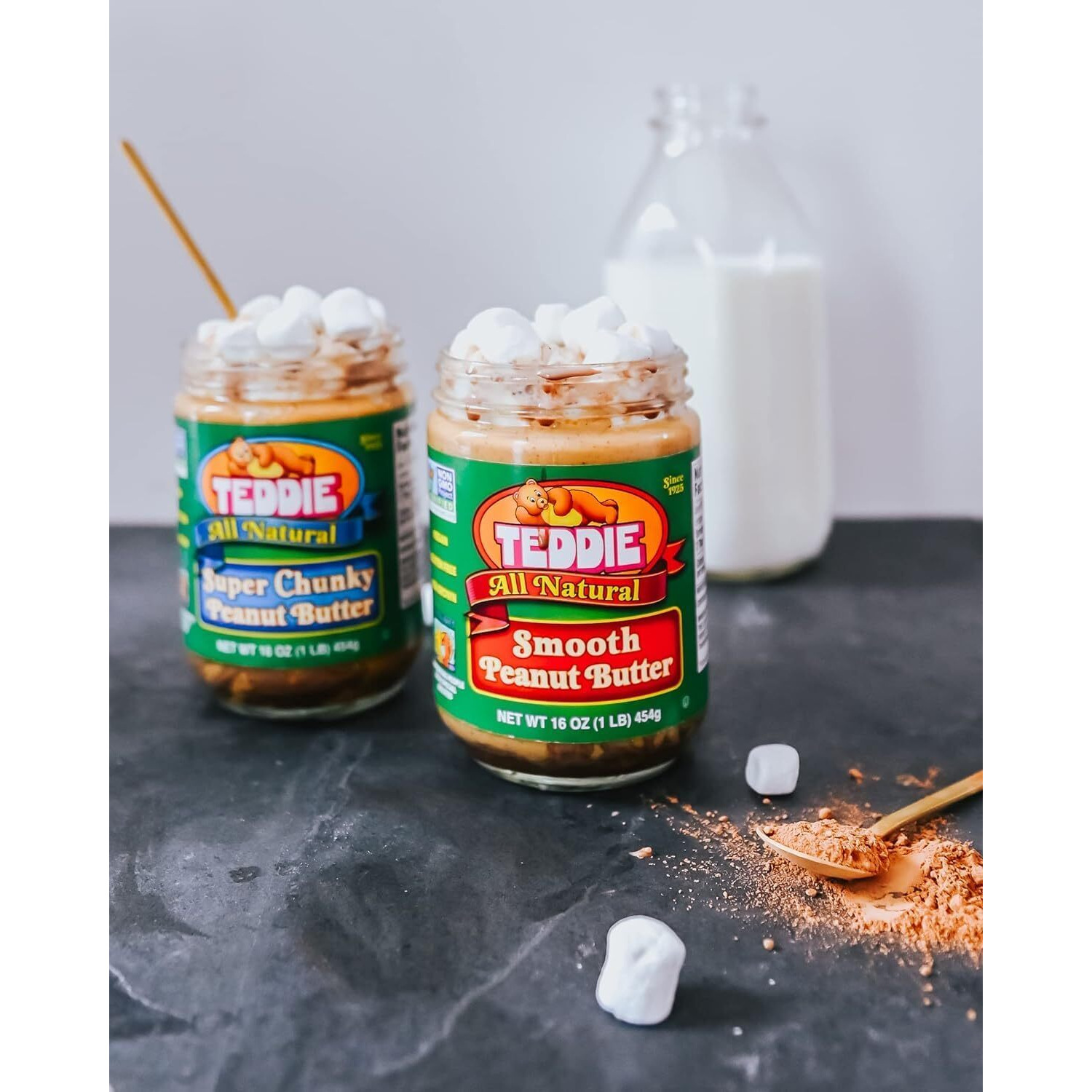 Teddie All Natural Peanut Butter, 26 Ounce 6 Pack, Gluten Free & Vegan, 26 Ounce Plastic Jar (26 Ounce (Pack Of 6), Smooth)
