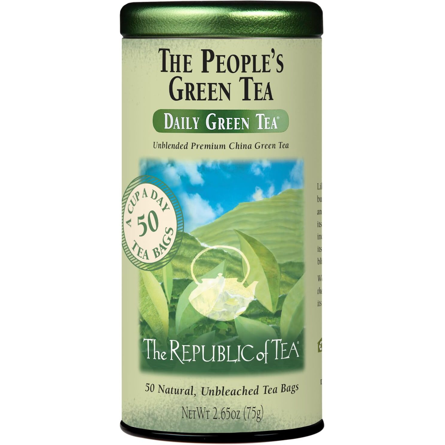 The Republic Of Tea - The Peoples Green Tea, 50 Tea Bags, Tin | Gourmet Tea | Caffeinated