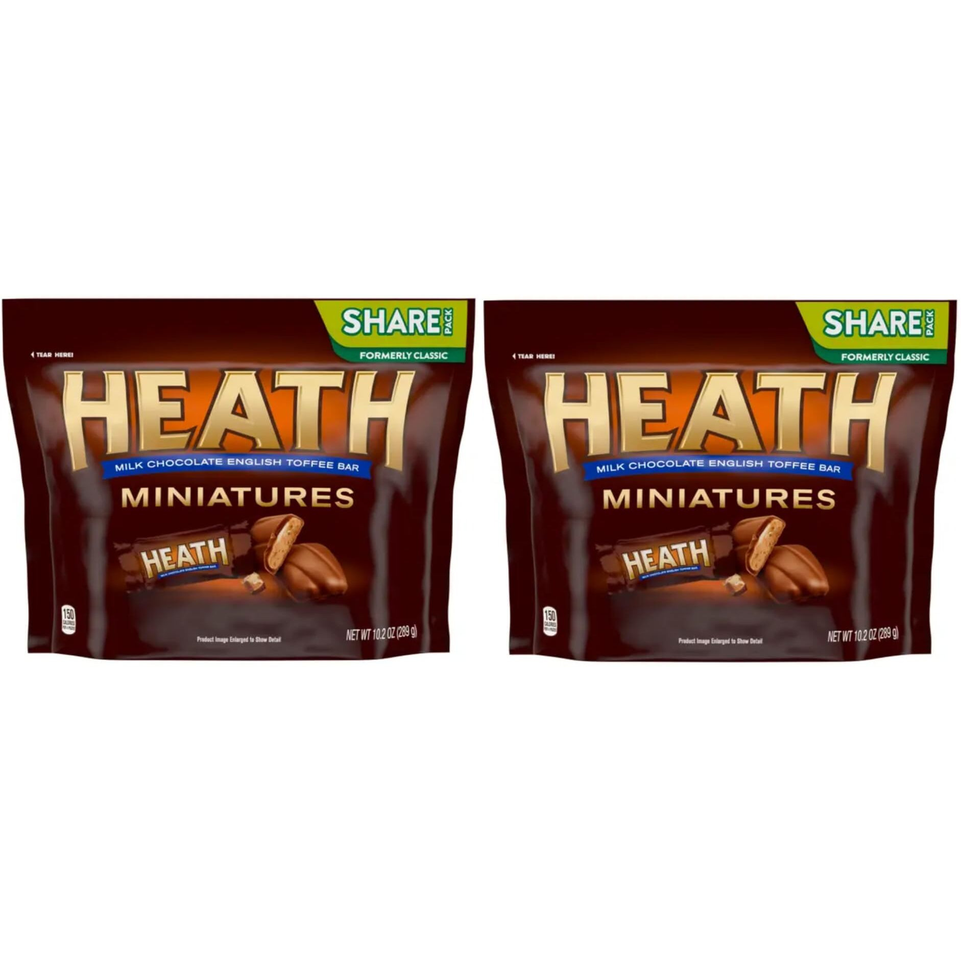 Smiling Sweets Heath Toffee Bar Miniatures Classic Bag, 10.2 Ounce - Individually Wrapped - Pack Of 2