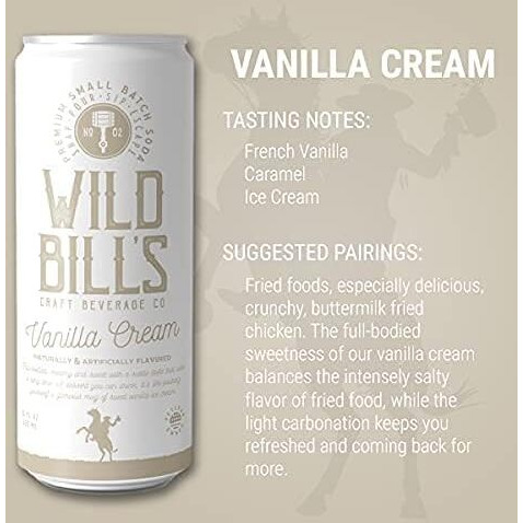 Wild Bill's 12 Flavor Craft Soda Soft Drinks Variety Pack, Root Beer, Strawberry Cream, Cola, Black Cherry + More, Pure Cane Sugar, No High Fructose Corn Syrup, Caffeine Free, Gluten Free, Vegan (12 Oz, 12-Pack)
