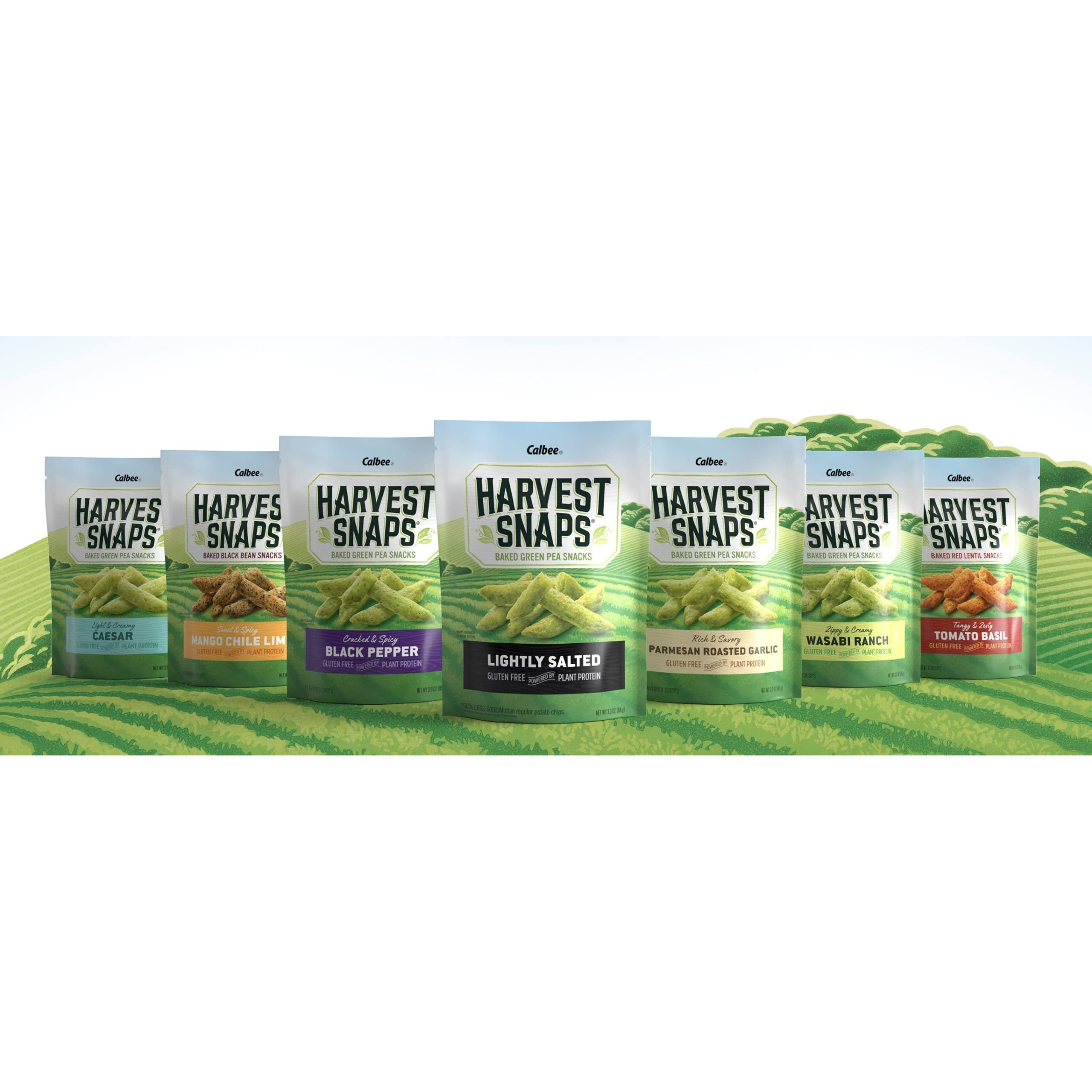 Calbee Harvest Snaps Sampler Package 7 Flavors 3 Oz Packages (Plant-Based | Baked, Never Fried | Certified Gluten-Free)
